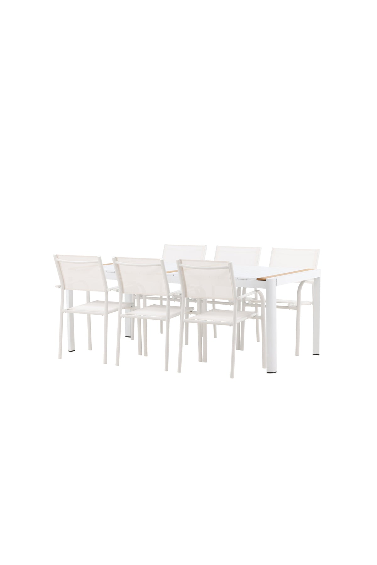 Togo Outdoor-Tischset + Santorini 200cm/6St. in Weiss präsentiert im Onlineshop von KAQTU Design AG. Gartentischset ist von Venture Home