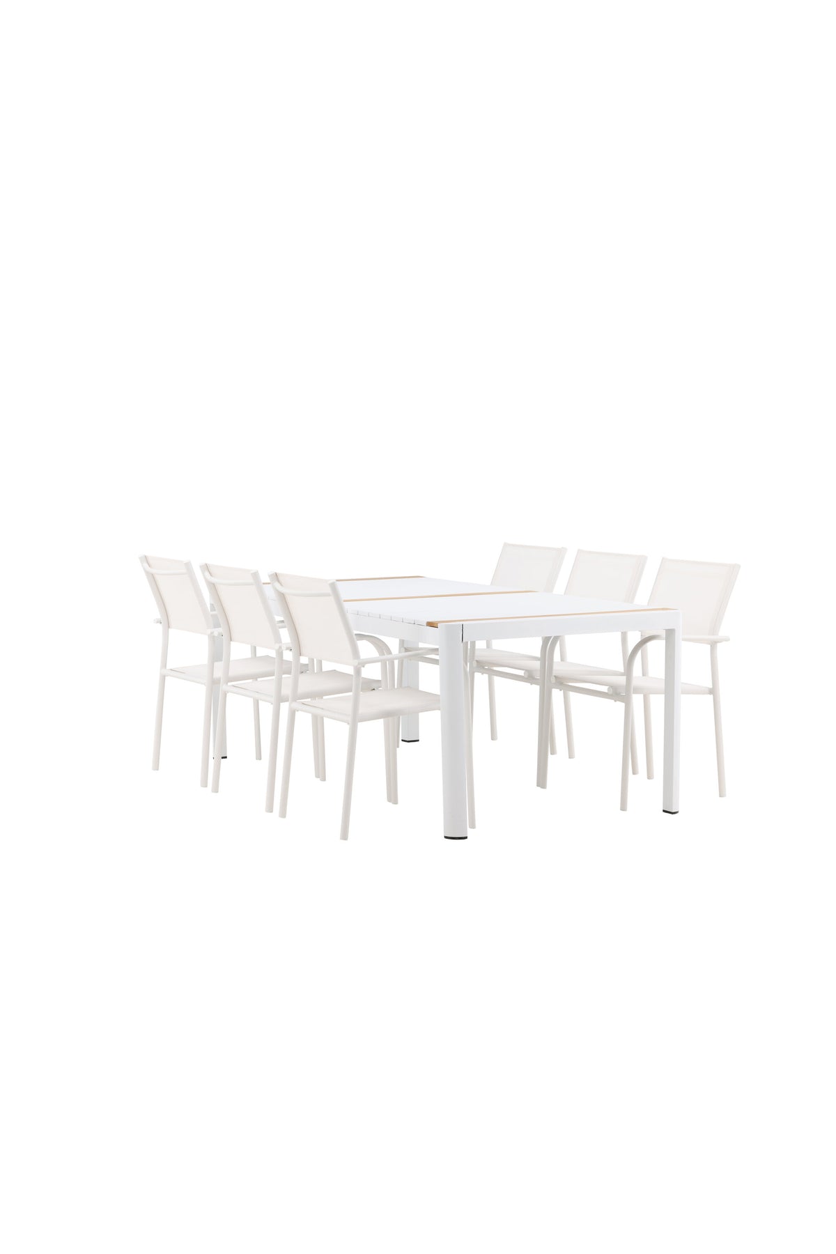 Togo Outdoor-Tischset + Santorini 200cm/6St. in Weiss präsentiert im Onlineshop von KAQTU Design AG. Gartentischset ist von Venture Home