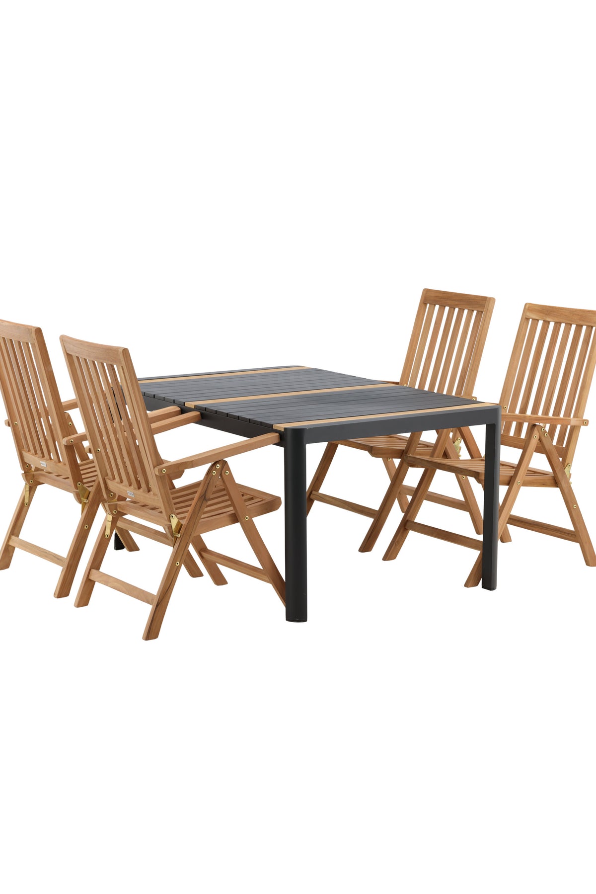 Togo Outdoor-Tischset + Kenya 150cm/4St. in Schwarz / Natur präsentiert im Onlineshop von KAQTU Design AG. Gartentischset ist von Venture Home