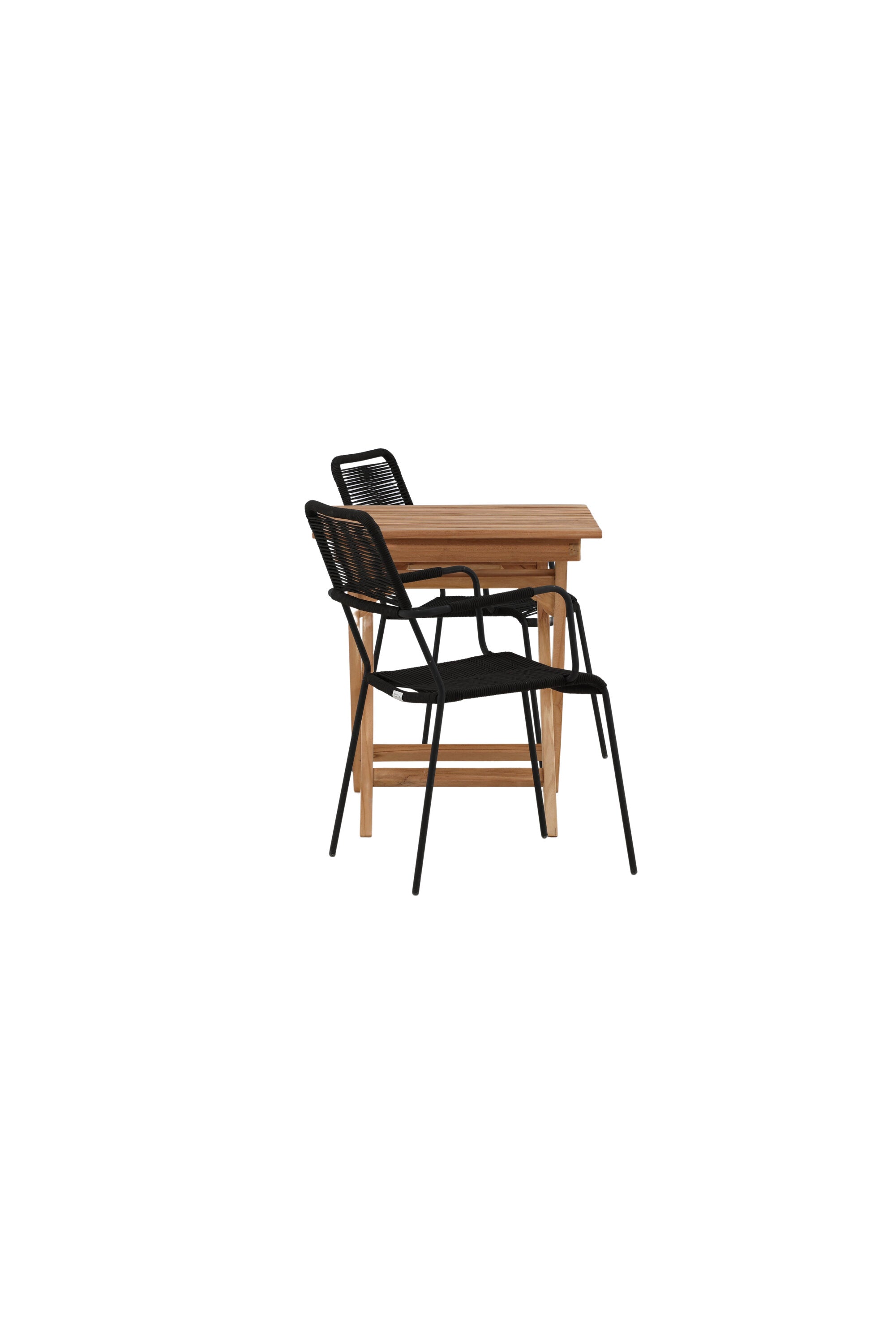 Ghana Outdoor-Tischset + Lindos Armchair 70cm/2St. in Schwarz präsentiert im Onlineshop von KAQTU Design AG. Gartentischset ist von Venture Home
