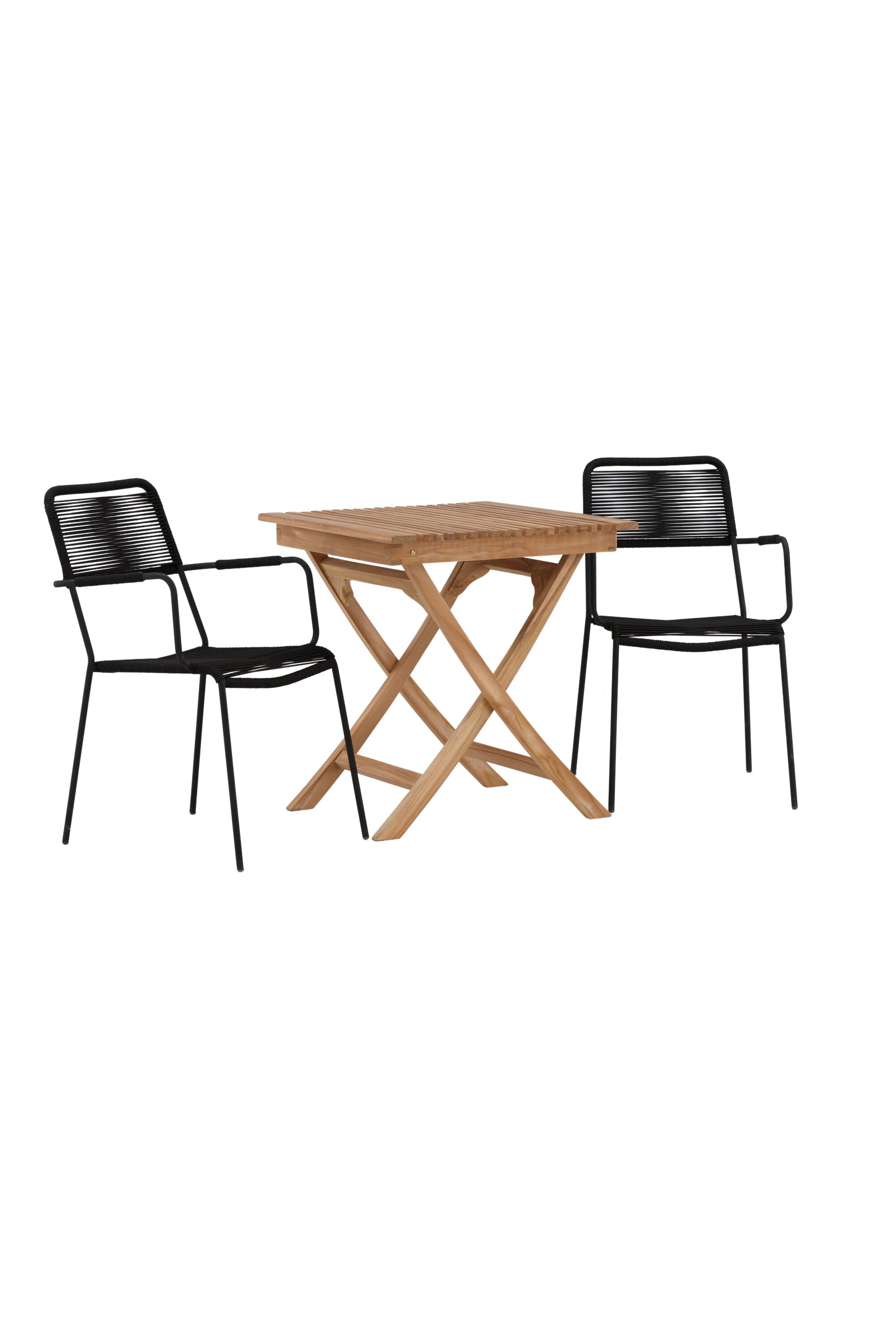Ghana Outdoor-Tischset + Lindos Armchair 70cm/2St. in Schwarz präsentiert im Onlineshop von KAQTU Design AG. Gartentischset ist von Venture Home