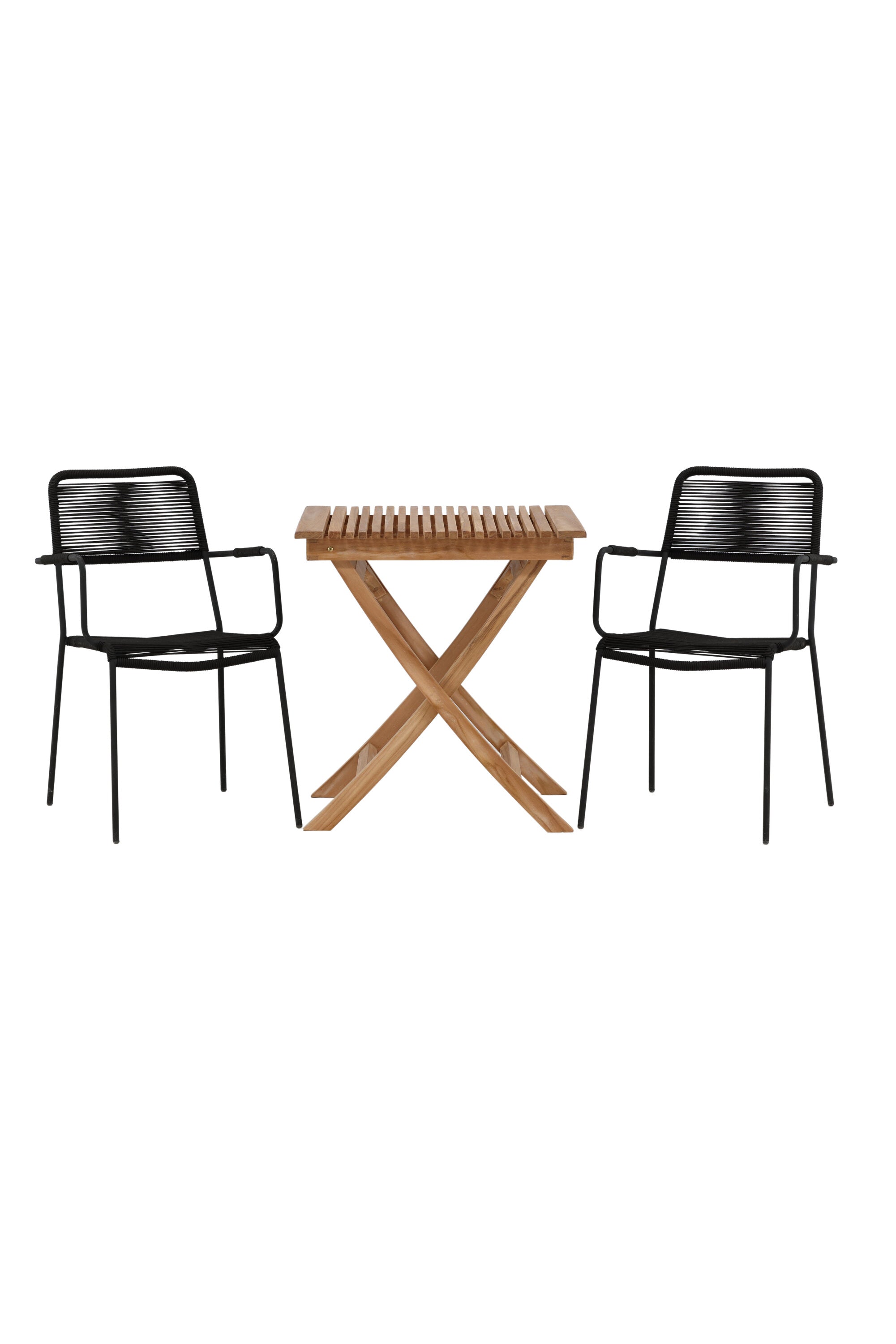 Ghana Outdoor-Tischset + Lindos Armchair 70cm/2St. in Schwarz präsentiert im Onlineshop von KAQTU Design AG. Gartentischset ist von Venture Home