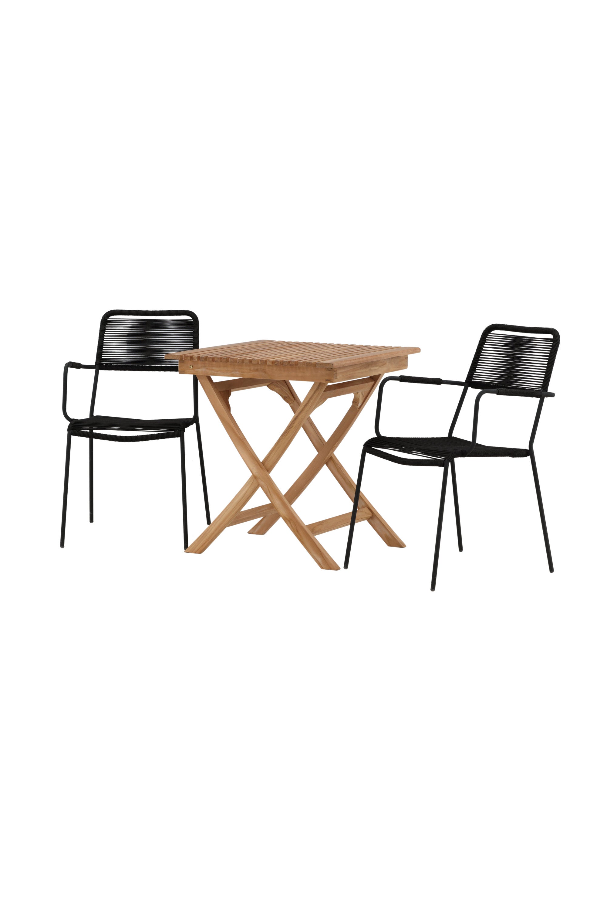 Ghana Outdoor-Tischset + Lindos Armchair 70cm/2St. in Schwarz präsentiert im Onlineshop von KAQTU Design AG. Gartentischset ist von Venture Home