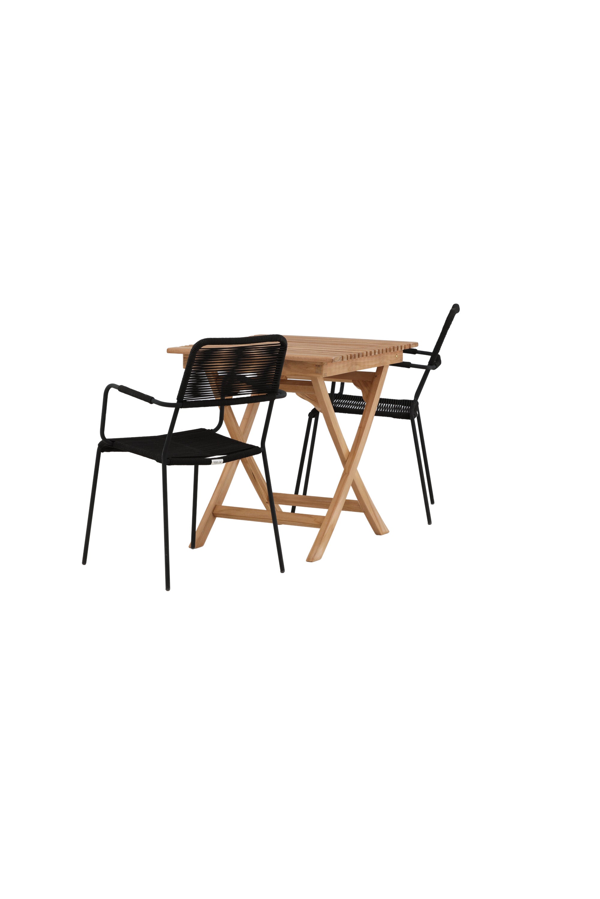 Ghana Outdoor-Tischset + Lindos Armchair 70cm/2St. in Schwarz präsentiert im Onlineshop von KAQTU Design AG. Gartentischset ist von Venture Home