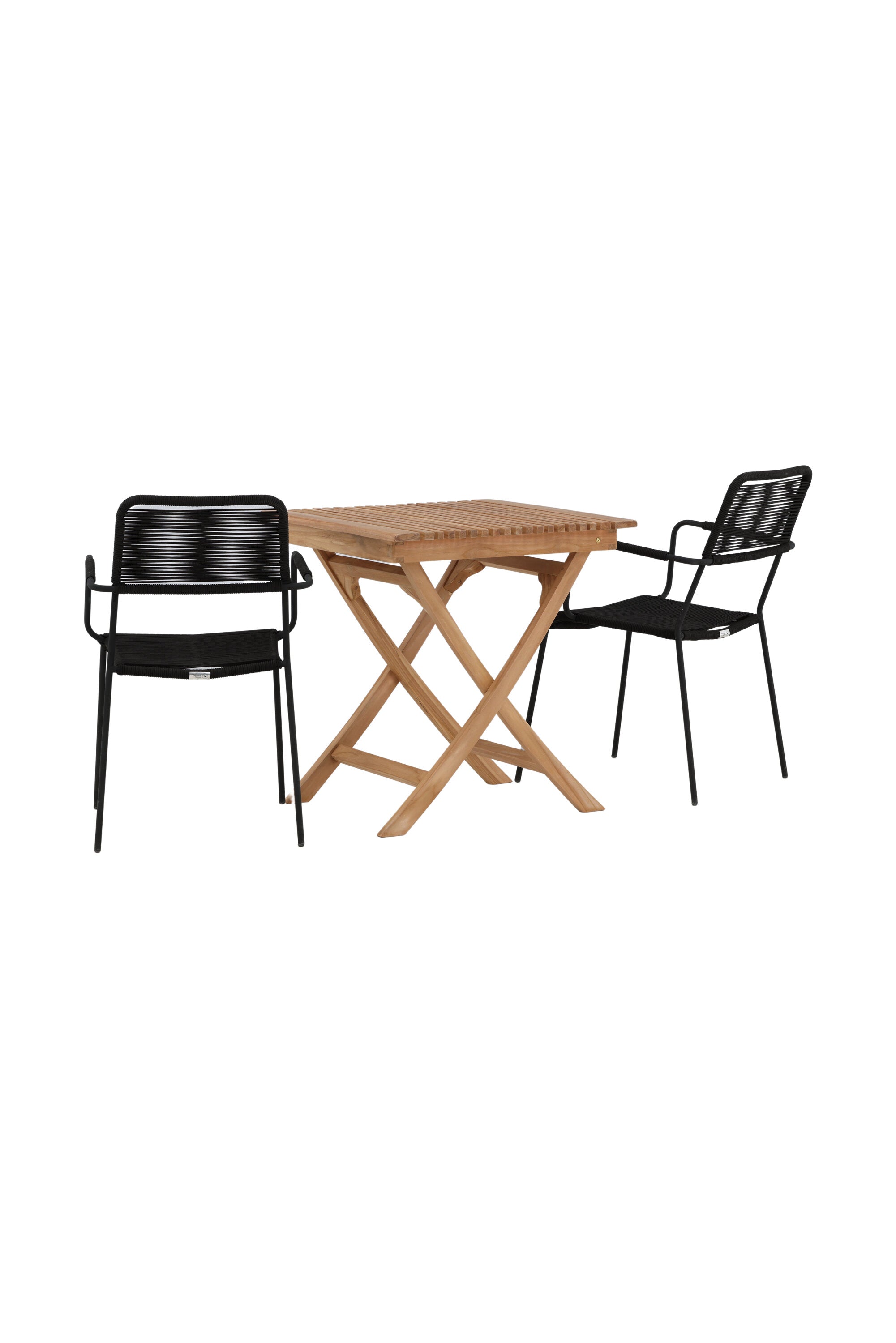 Ghana Outdoor-Tischset + Lindos Armchair 70cm/2St. in Schwarz präsentiert im Onlineshop von KAQTU Design AG. Gartentischset ist von Venture Home