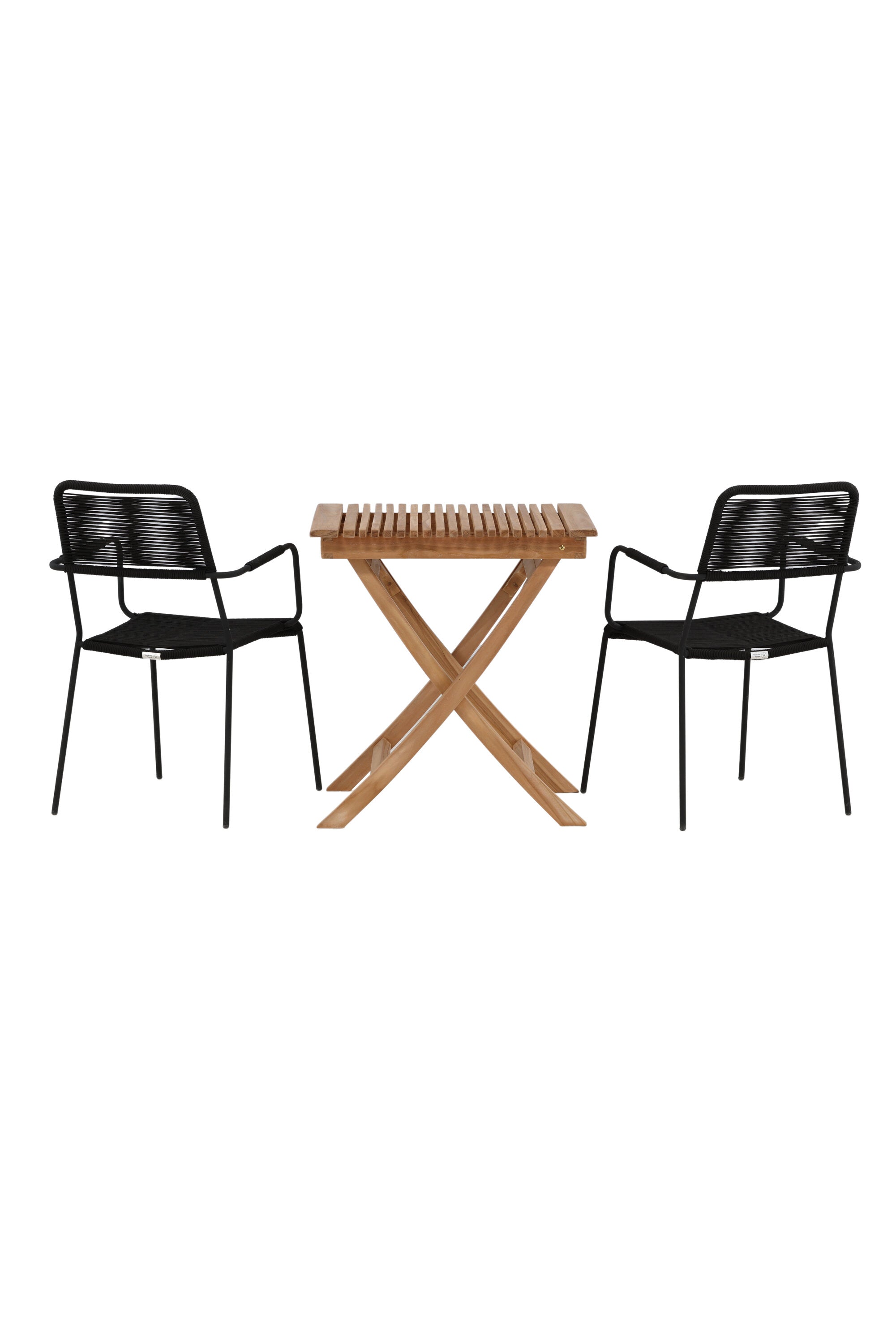 Ghana Outdoor-Tischset + Lindos Armchair 70cm/2St. in Schwarz präsentiert im Onlineshop von KAQTU Design AG. Gartentischset ist von Venture Home