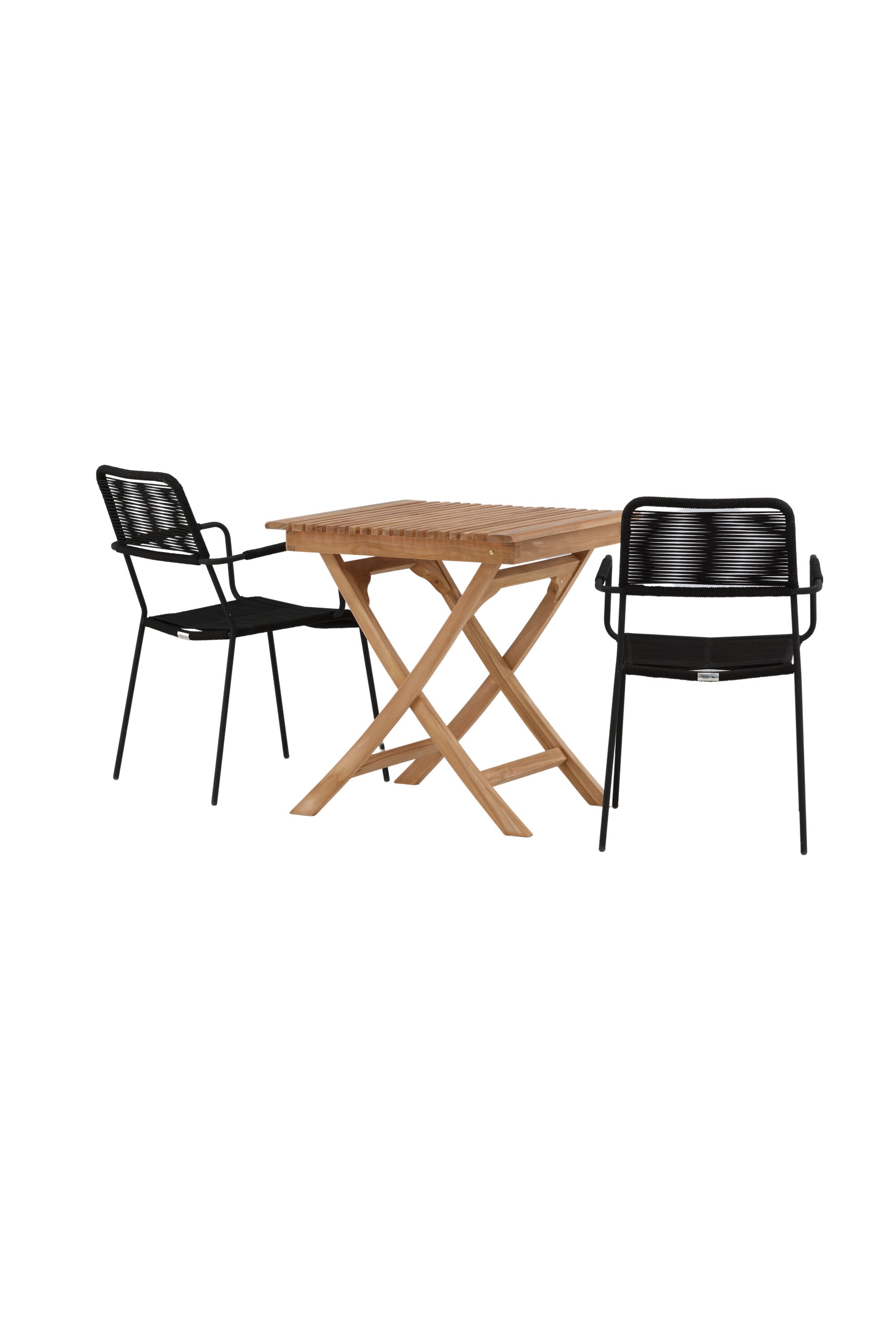 Ghana Outdoor-Tischset + Lindos Armchair 70cm/2St. in Schwarz präsentiert im Onlineshop von KAQTU Design AG. Gartentischset ist von Venture Home