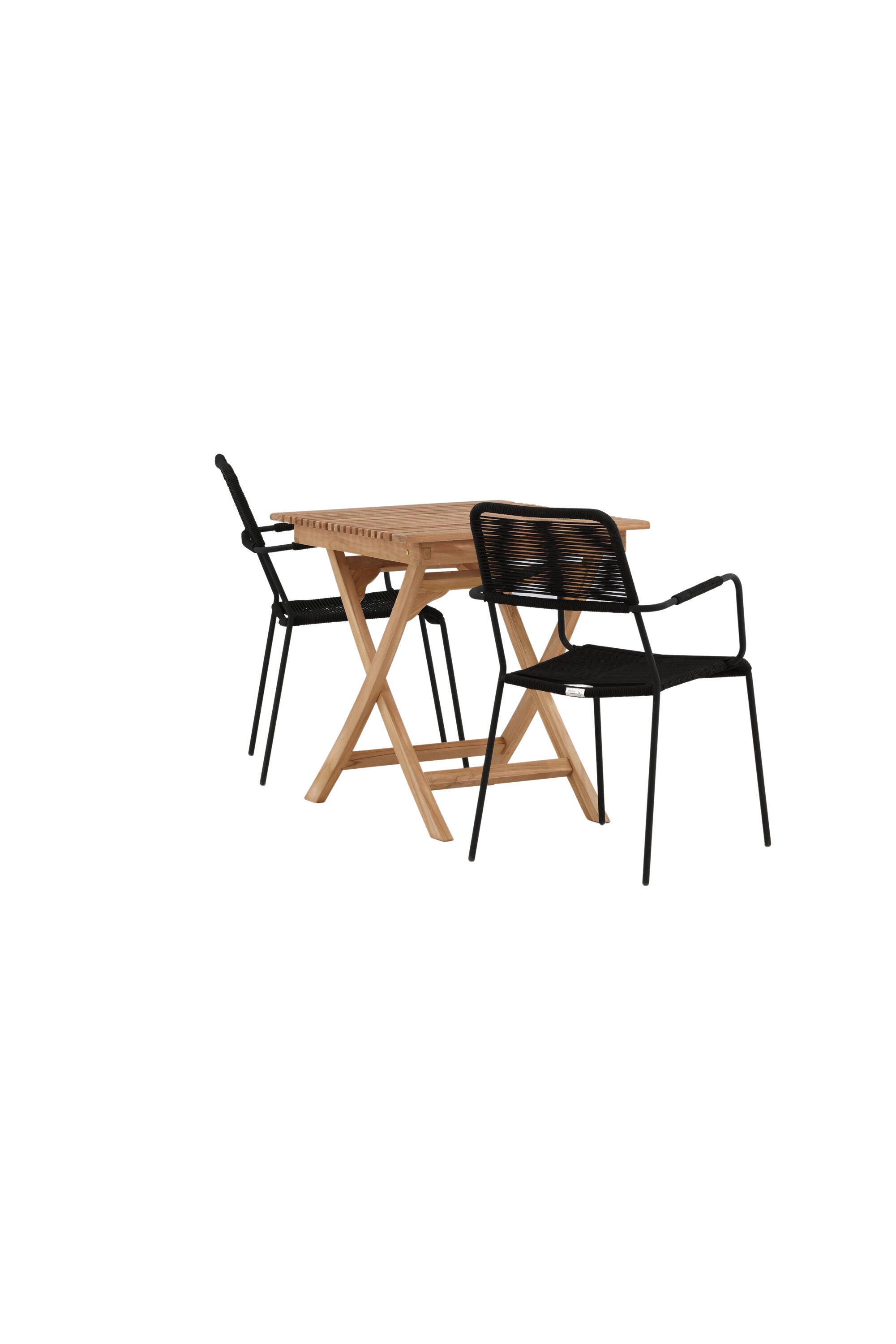 Ghana Outdoor-Tischset + Lindos Armchair 70cm/2St. in Schwarz präsentiert im Onlineshop von KAQTU Design AG. Gartentischset ist von Venture Home