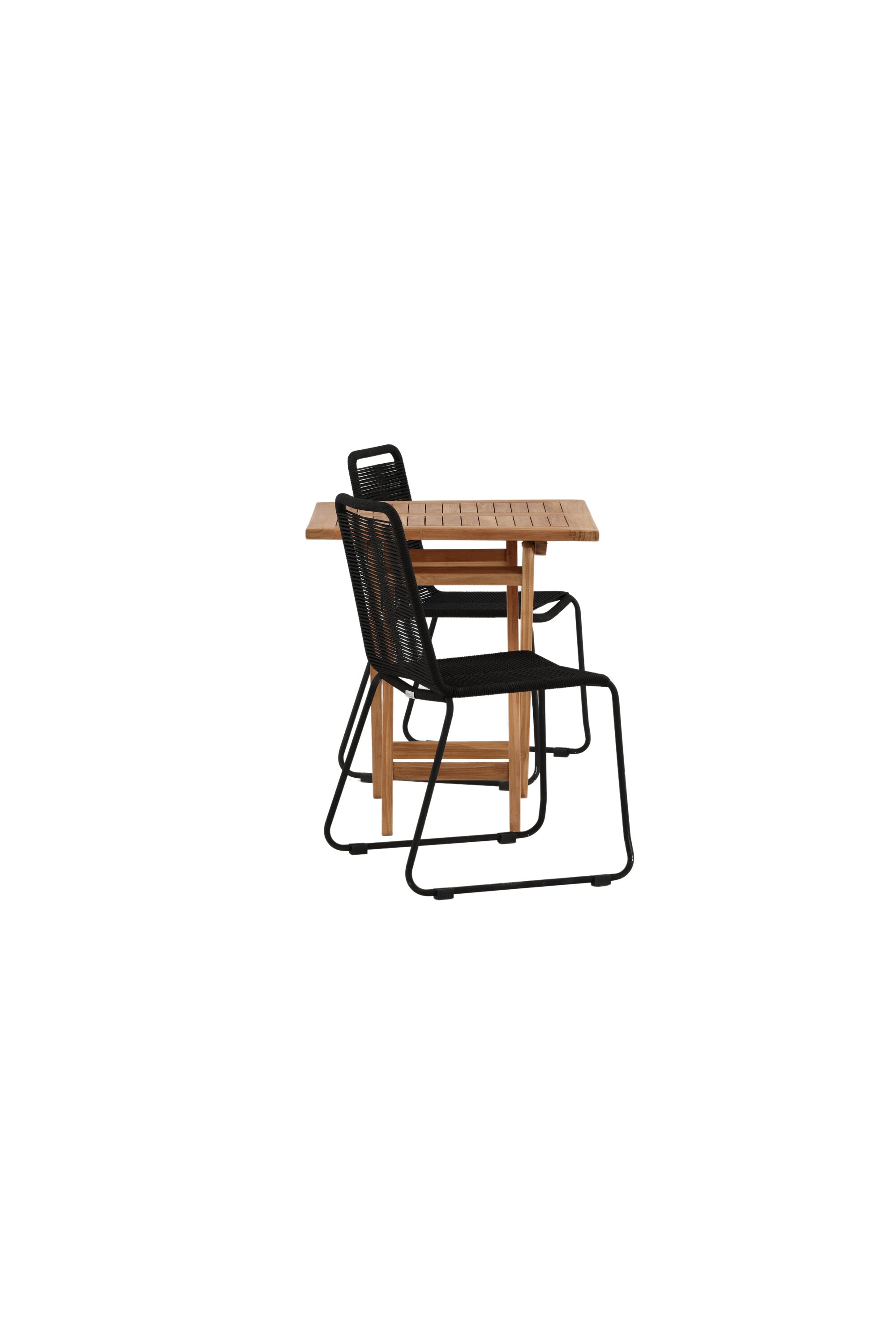 Kenya Outdoor-Tischset (Lindos Stacking Chair) 70cm/2St. in Natur / Schwarz präsentiert im Onlineshop von KAQTU Design AG. Gartentischset ist von Venture Home