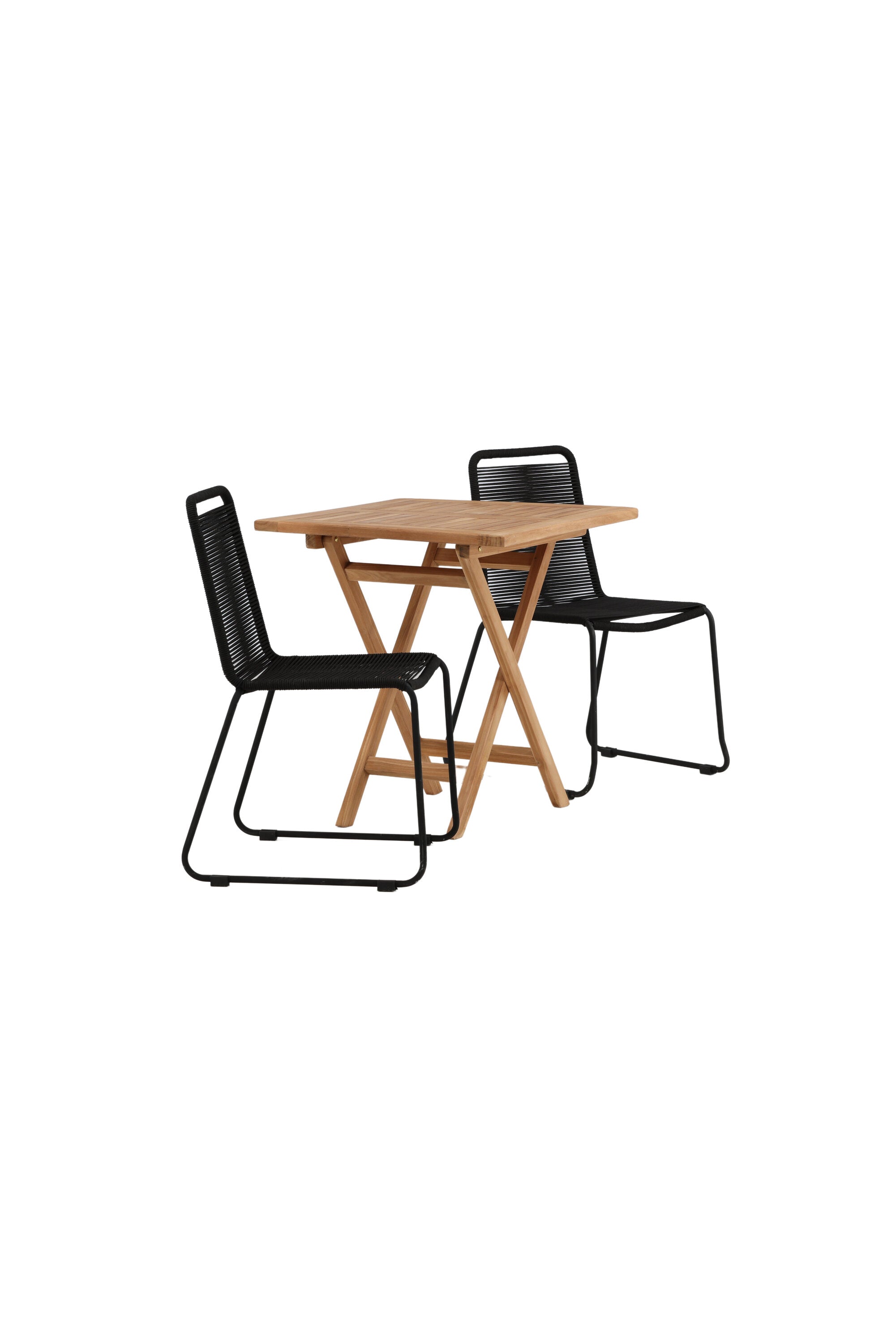 Kenya Outdoor-Tischset (Lindos Stacking Chair) 70cm/2St. in Natur / Schwarz präsentiert im Onlineshop von KAQTU Design AG. Gartentischset ist von Venture Home