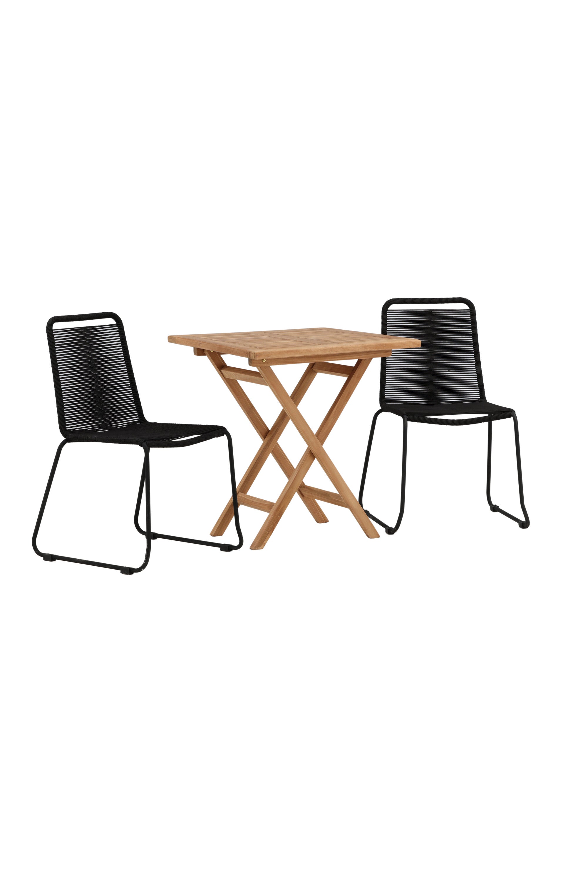Kenya Outdoor-Tischset (Lindos Stacking Chair) 70cm/2St. in Natur / Schwarz präsentiert im Onlineshop von KAQTU Design AG. Gartentischset ist von Venture Home