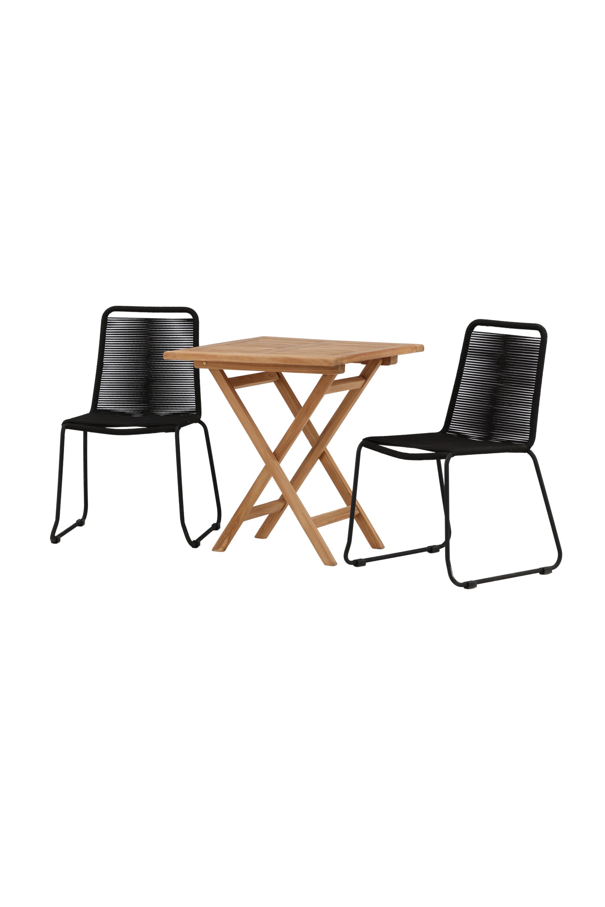 Kenya Outdoor-Tischset (Lindos Stacking Chair) 70cm/2St. in Natur / Schwarz präsentiert im Onlineshop von KAQTU Design AG. Gartentischset ist von Venture Home