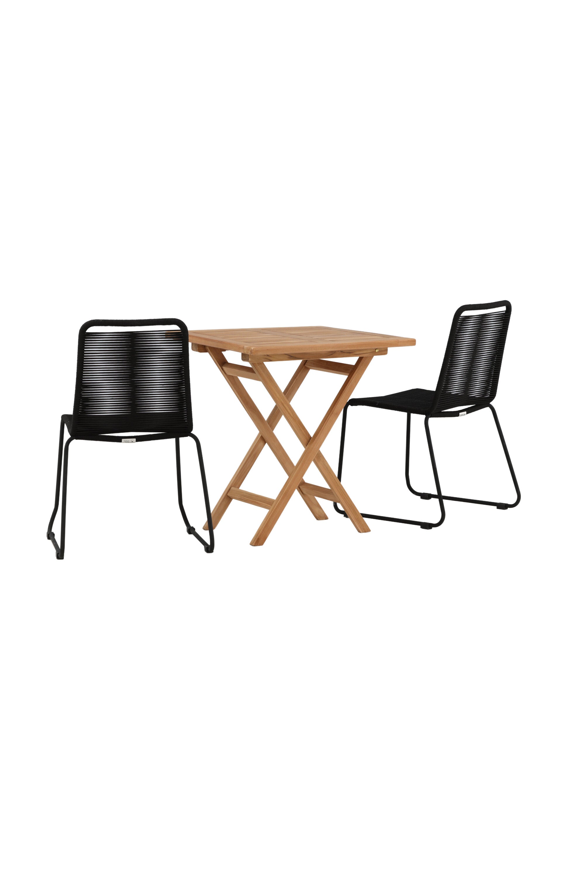 Kenya Outdoor-Tischset (Lindos Stacking Chair) 70cm/2St. in Natur / Schwarz präsentiert im Onlineshop von KAQTU Design AG. Gartentischset ist von Venture Home
