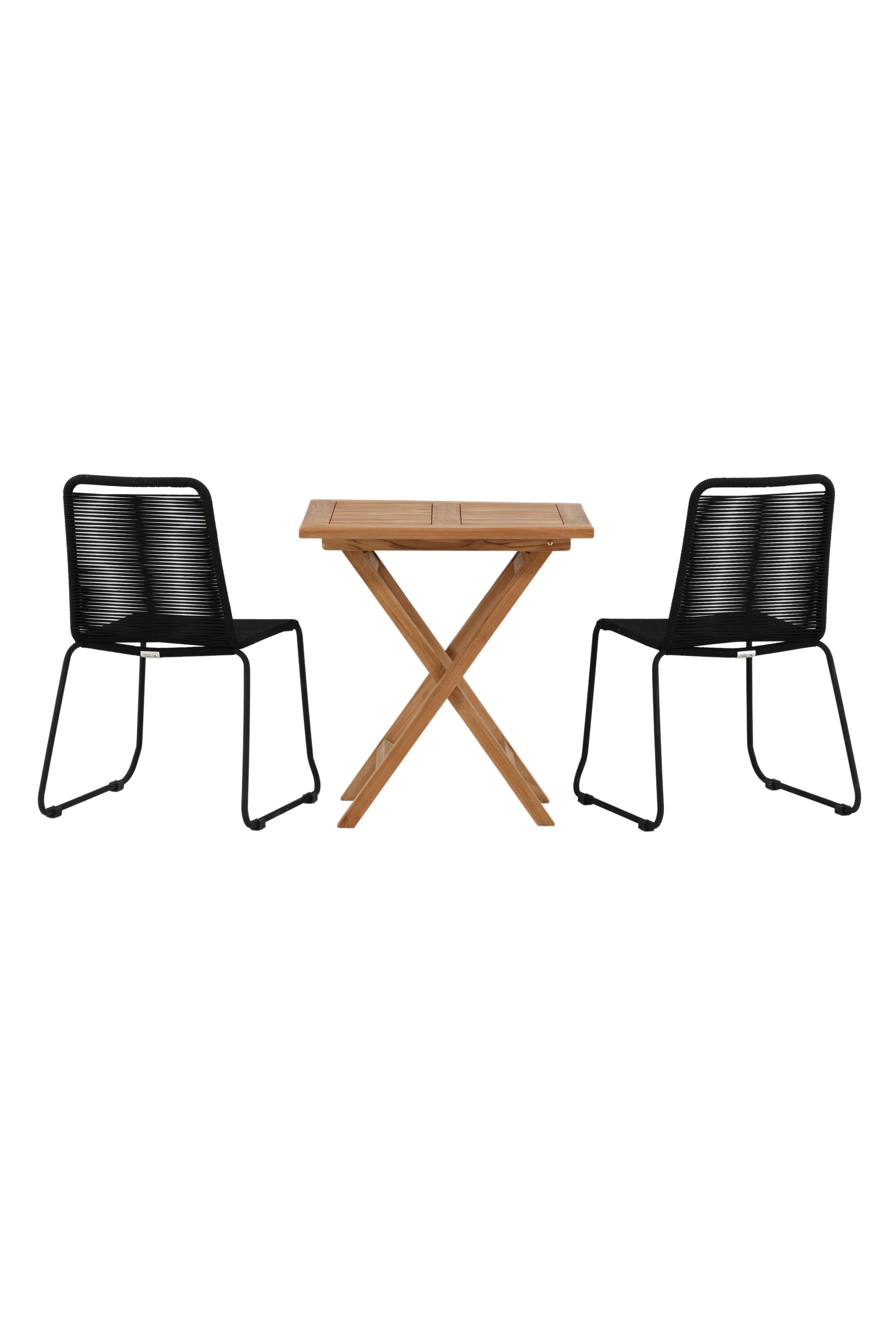 Kenya Outdoor-Tischset (Lindos Stacking Chair) 70cm/2St. in Natur / Schwarz präsentiert im Onlineshop von KAQTU Design AG. Gartentischset ist von Venture Home