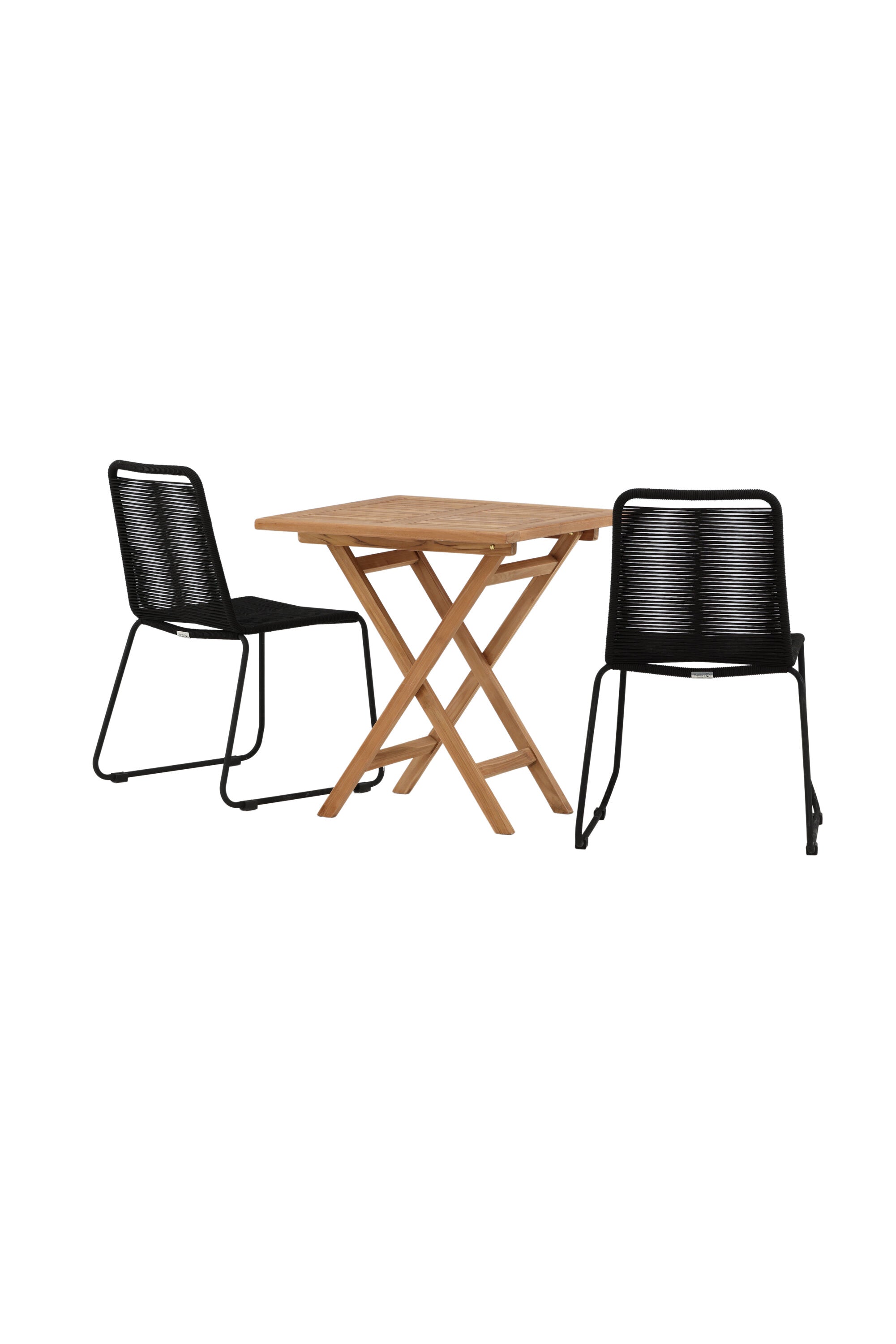 Kenya Outdoor-Tischset (Lindos Stacking Chair) 70cm/2St. in Natur / Schwarz präsentiert im Onlineshop von KAQTU Design AG. Gartentischset ist von Venture Home