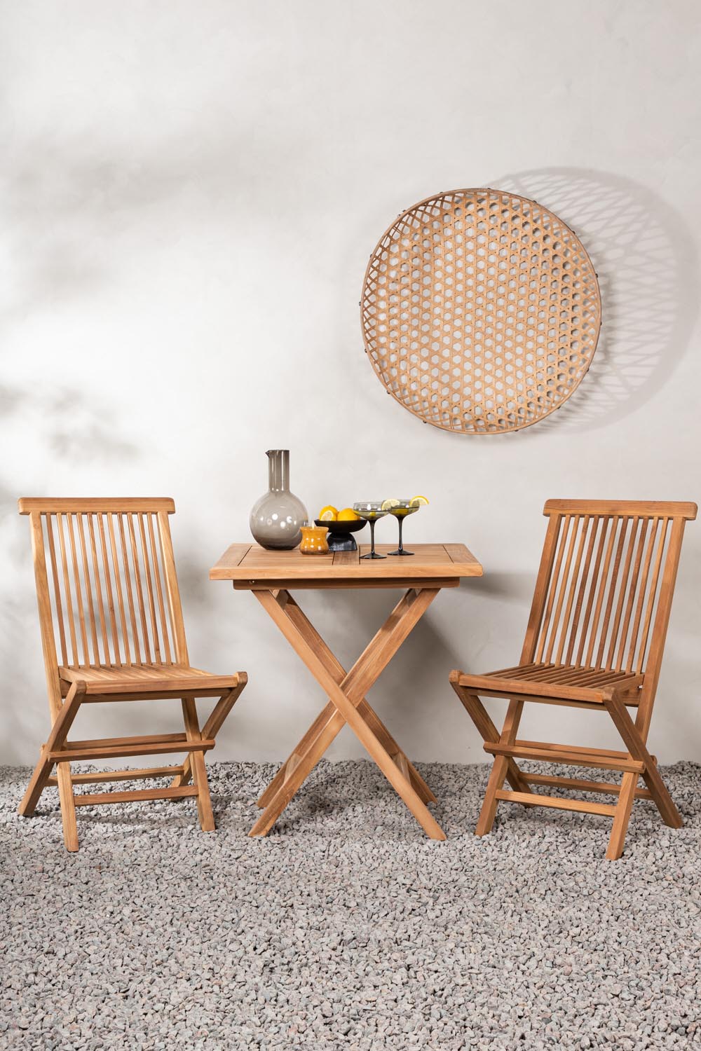 Kenya Outdoor-Klapptischset ohne Armlehene 70cm/2St. in Natur / Grau präsentiert im Onlineshop von KAQTU Design AG. Gartentischset ist von Venture Home