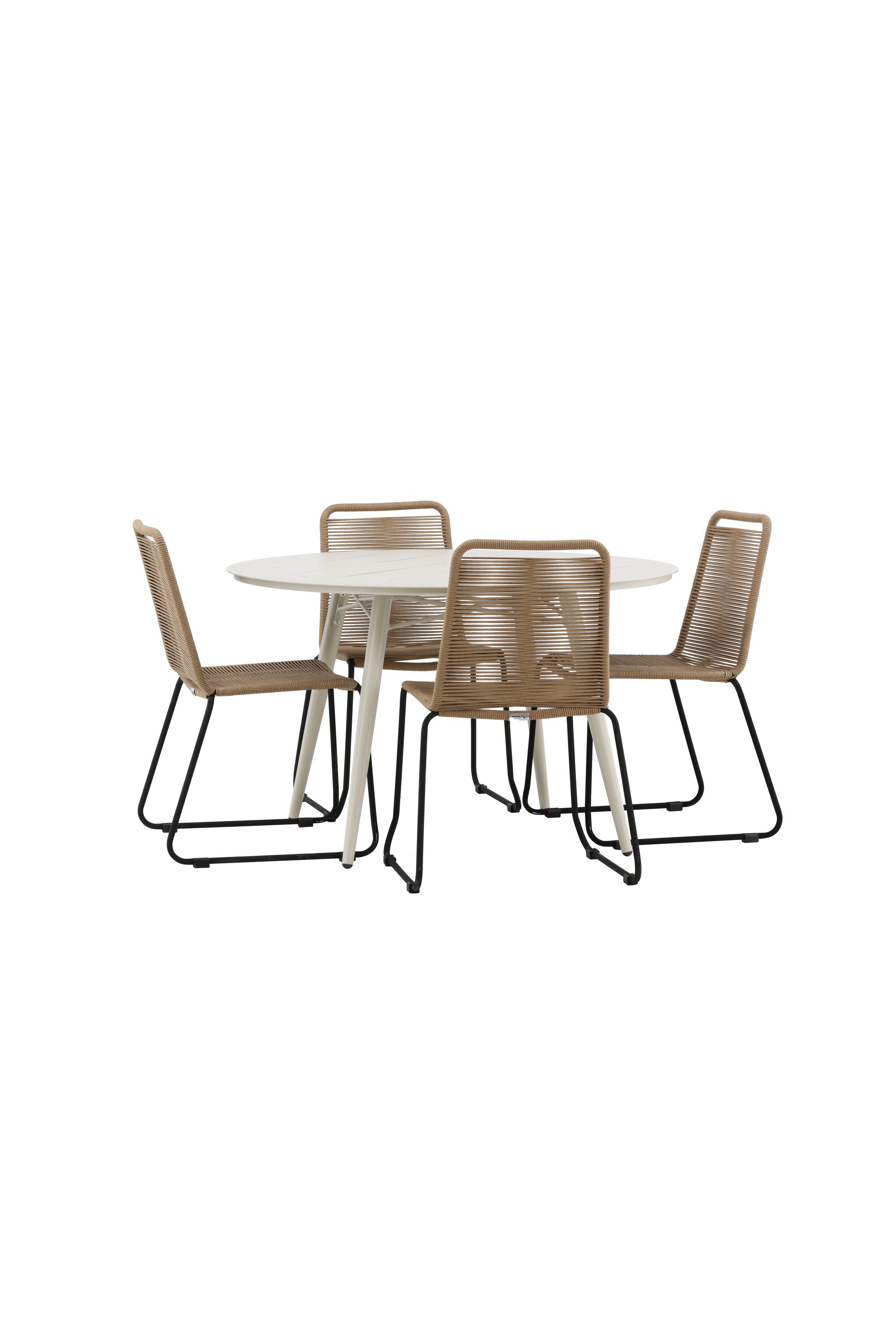 Lina Outdoor-Tischset + Lindos ⌀120cm/4St. in Schwarz Braun präsentiert im Onlineshop von KAQTU Design AG. Gartentischset ist von Venture Home