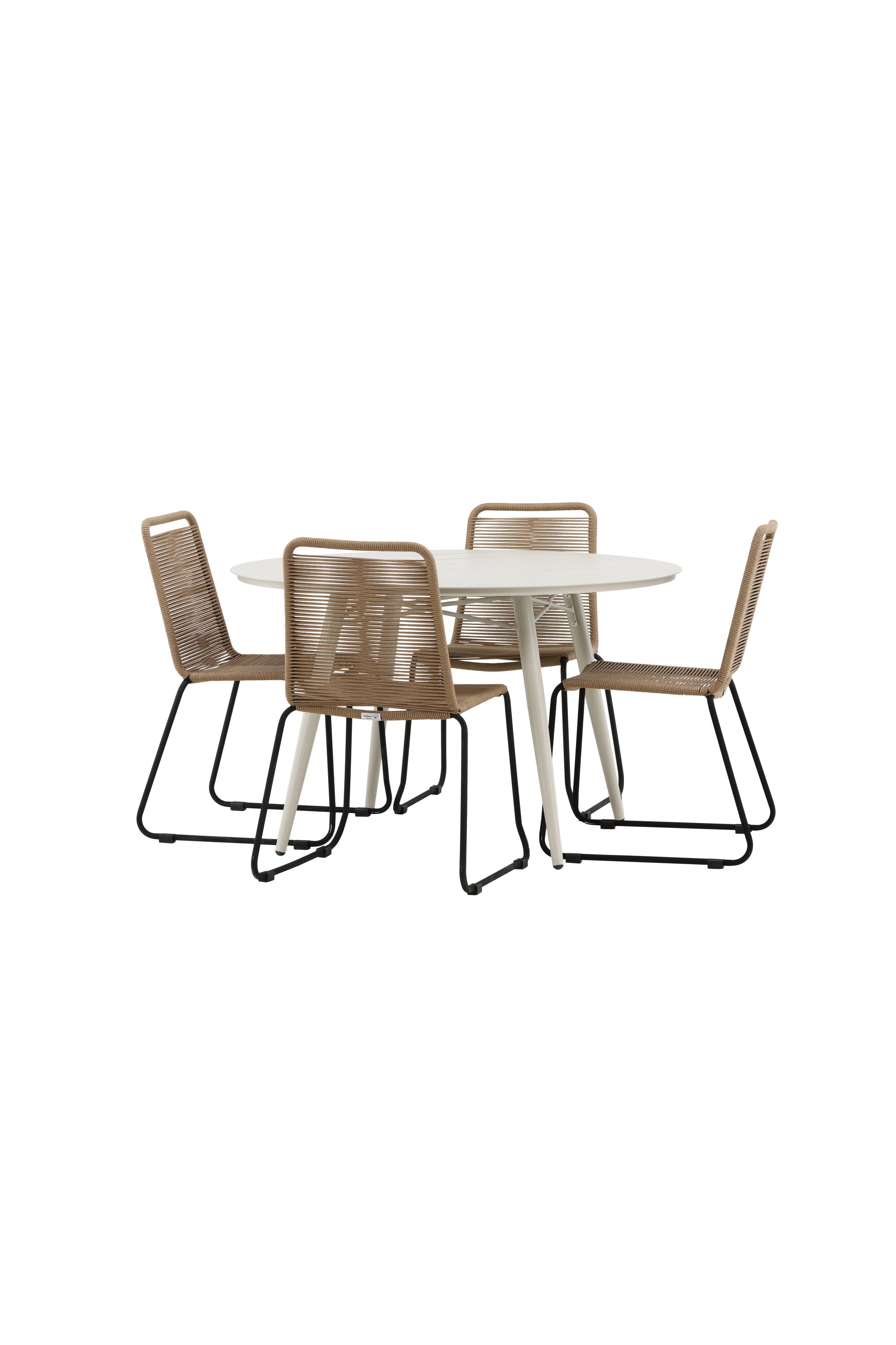 Lina Outdoor-Tischset + Lindos ⌀120cm/4St. in Schwarz Braun präsentiert im Onlineshop von KAQTU Design AG. Gartentischset ist von Venture Home