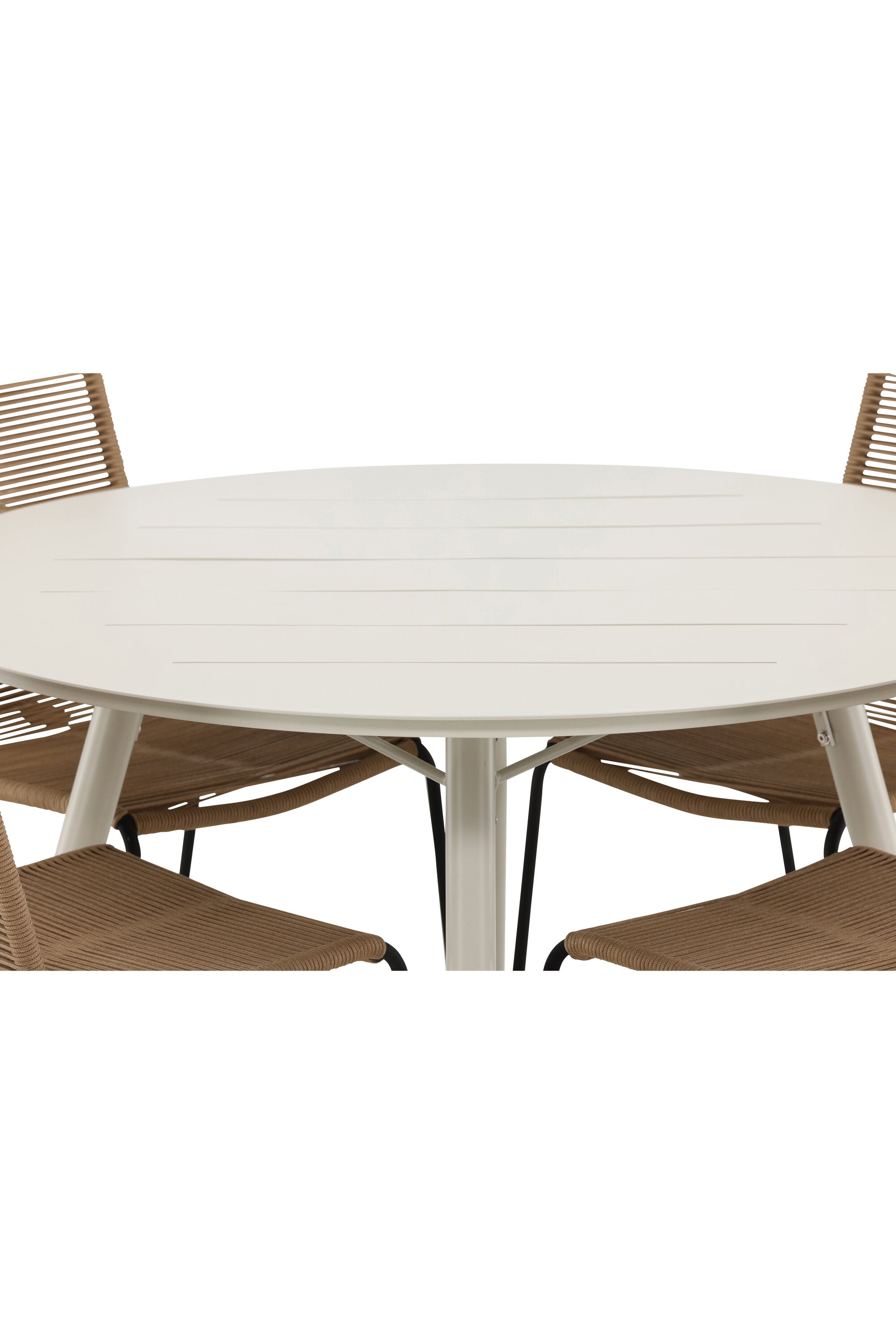 Lina Outdoor-Tischset + Lindos ⌀120cm/4St. in Schwarz Braun präsentiert im Onlineshop von KAQTU Design AG. Gartentischset ist von Venture Home