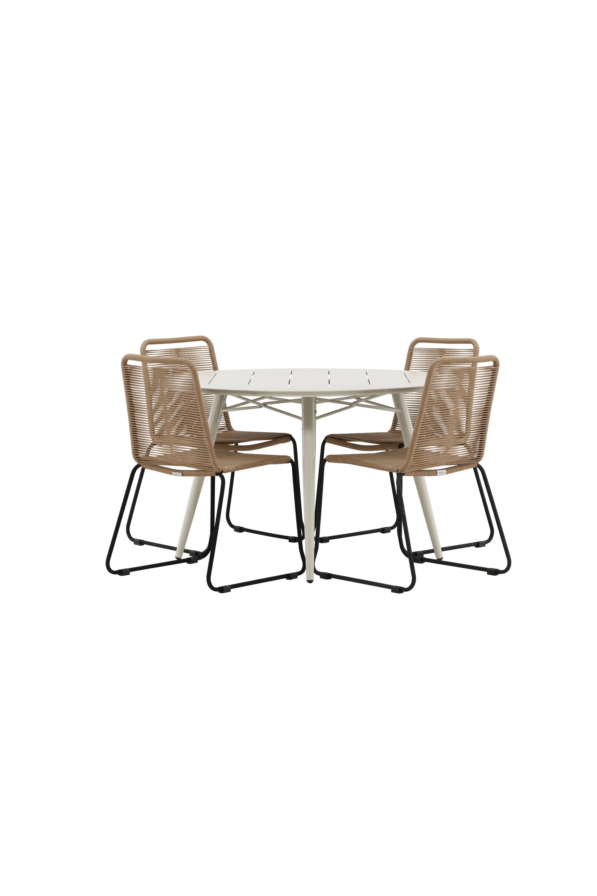 Lina Outdoor-Tischset + Lindos ⌀120cm/4St. in Schwarz Braun präsentiert im Onlineshop von KAQTU Design AG. Gartentischset ist von Venture Home