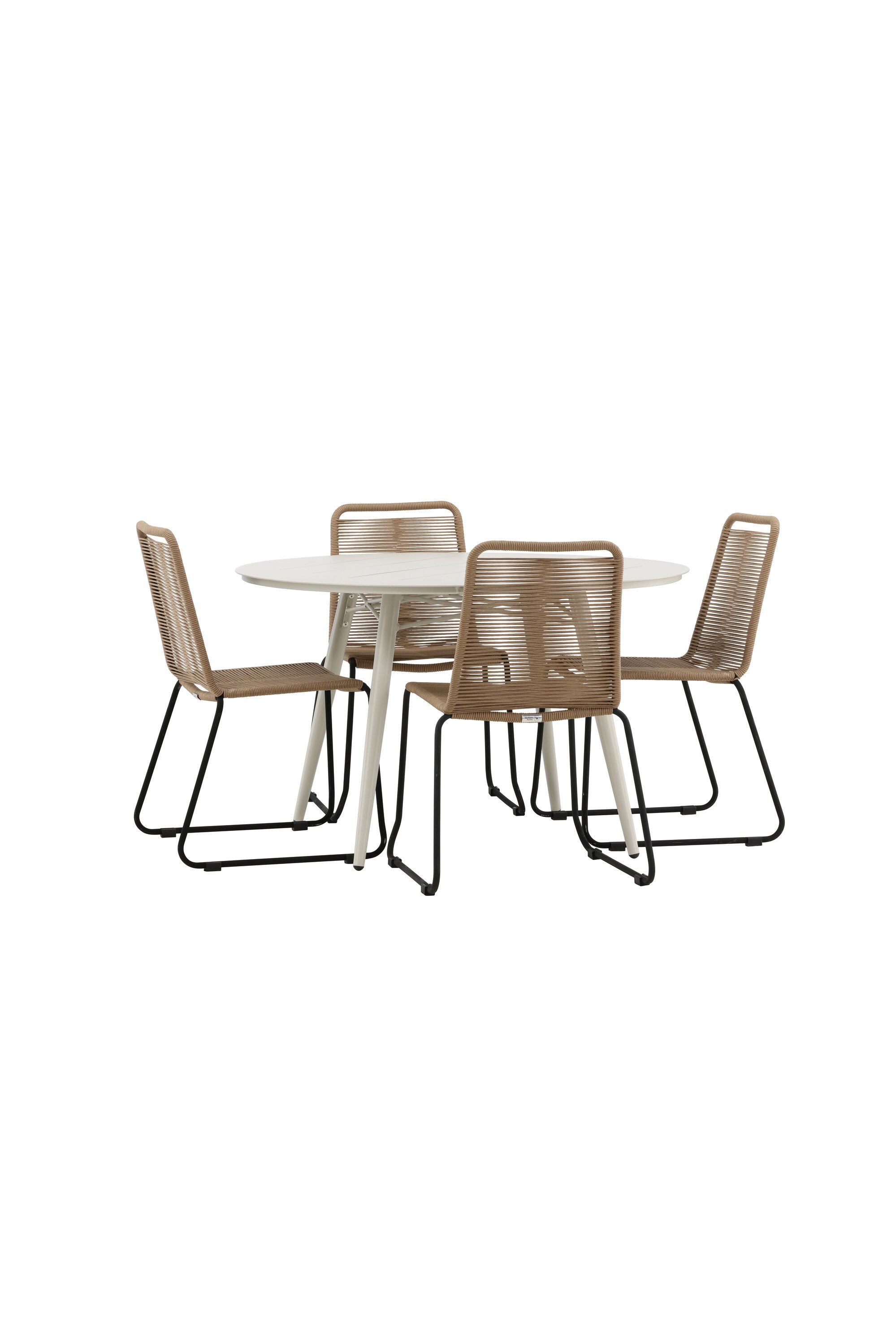 Lina Outdoor-Tischset + Lindos ⌀120cm/4St. in Schwarz Braun präsentiert im Onlineshop von KAQTU Design AG. Gartentischset ist von Venture Home