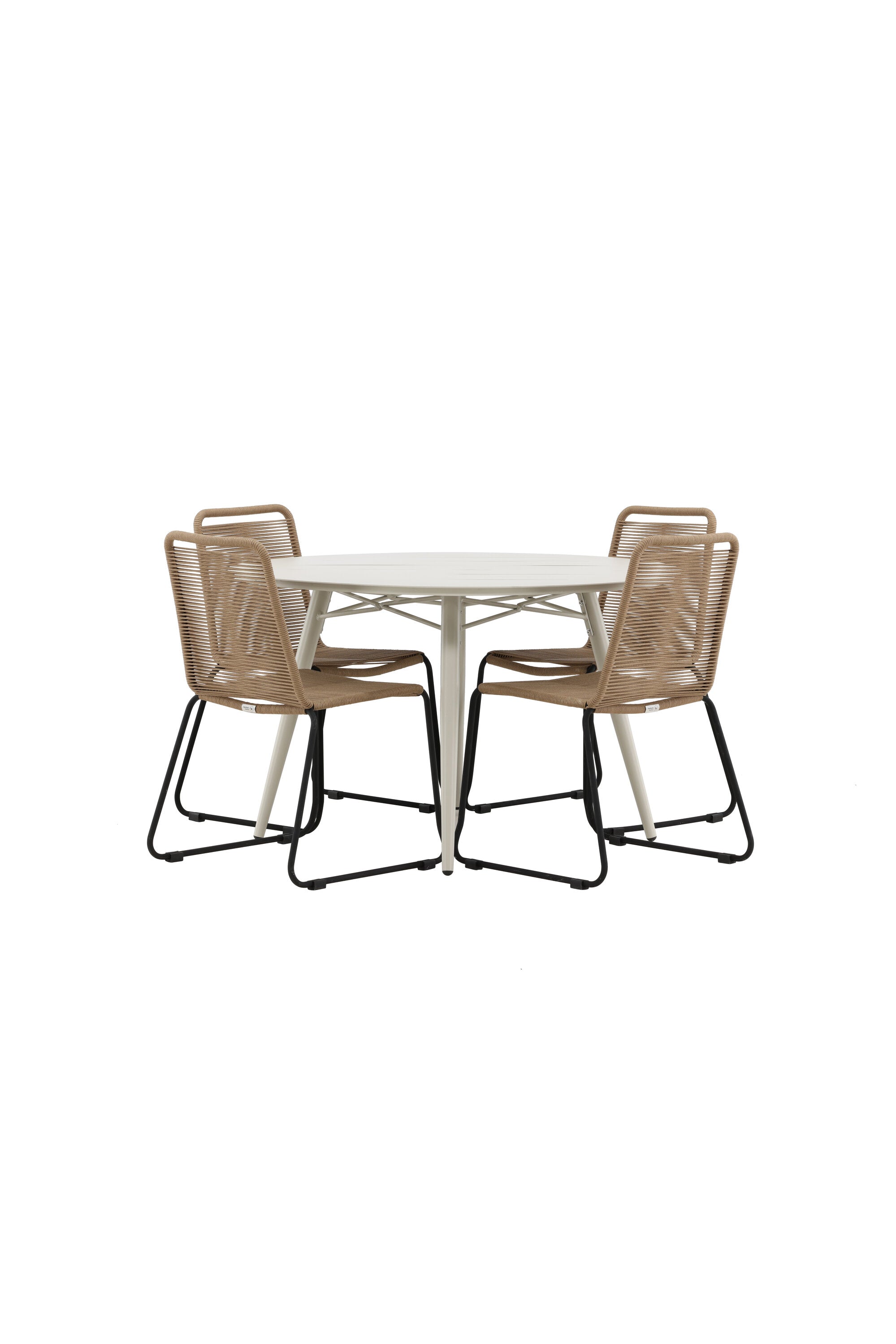 Lina Outdoor-Tischset + Lindos ⌀120cm/4St. in Schwarz Braun präsentiert im Onlineshop von KAQTU Design AG. Gartentischset ist von Venture Home