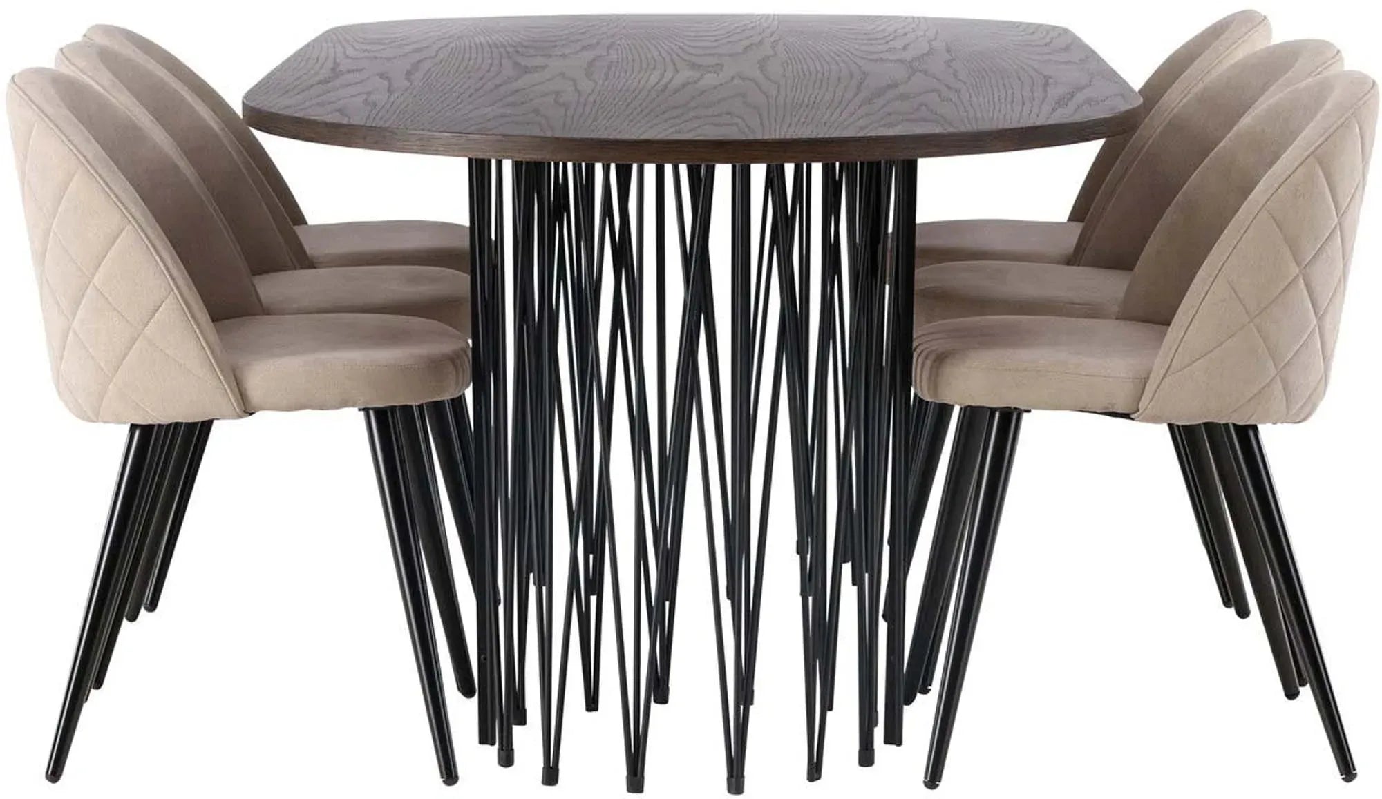 Elegantes Stone Esszimmerset 220cm mit 6 stilvollen Velvet Stühlen.