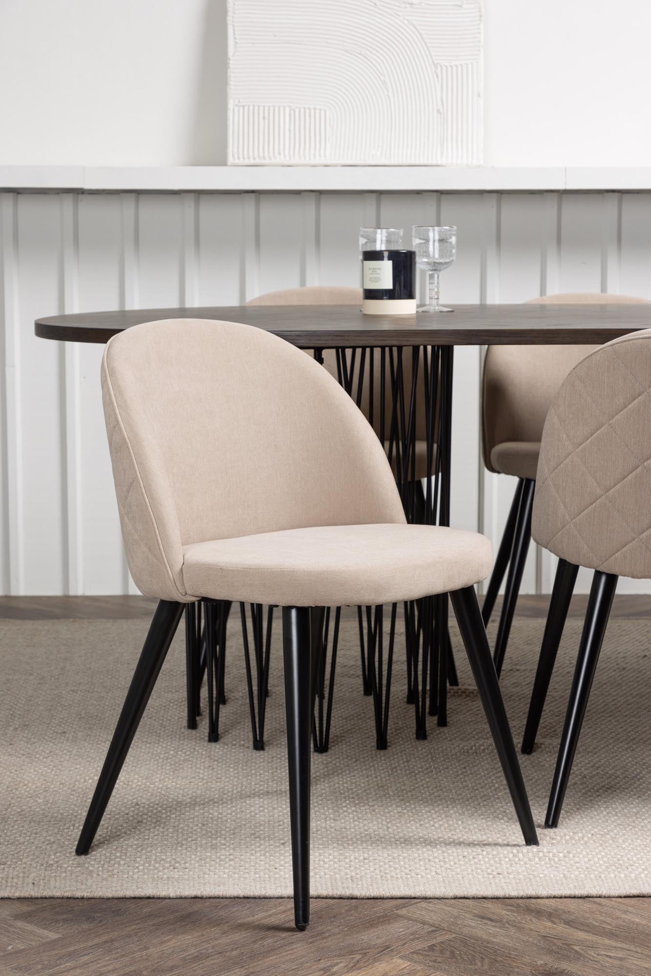 Stilvolles Stone Esszimmerset 220cm mit 6 bequemen Velvet-Stühlen. Perfekte Kombination aus Eleganz und Komfort für Ihr Zuhause.
