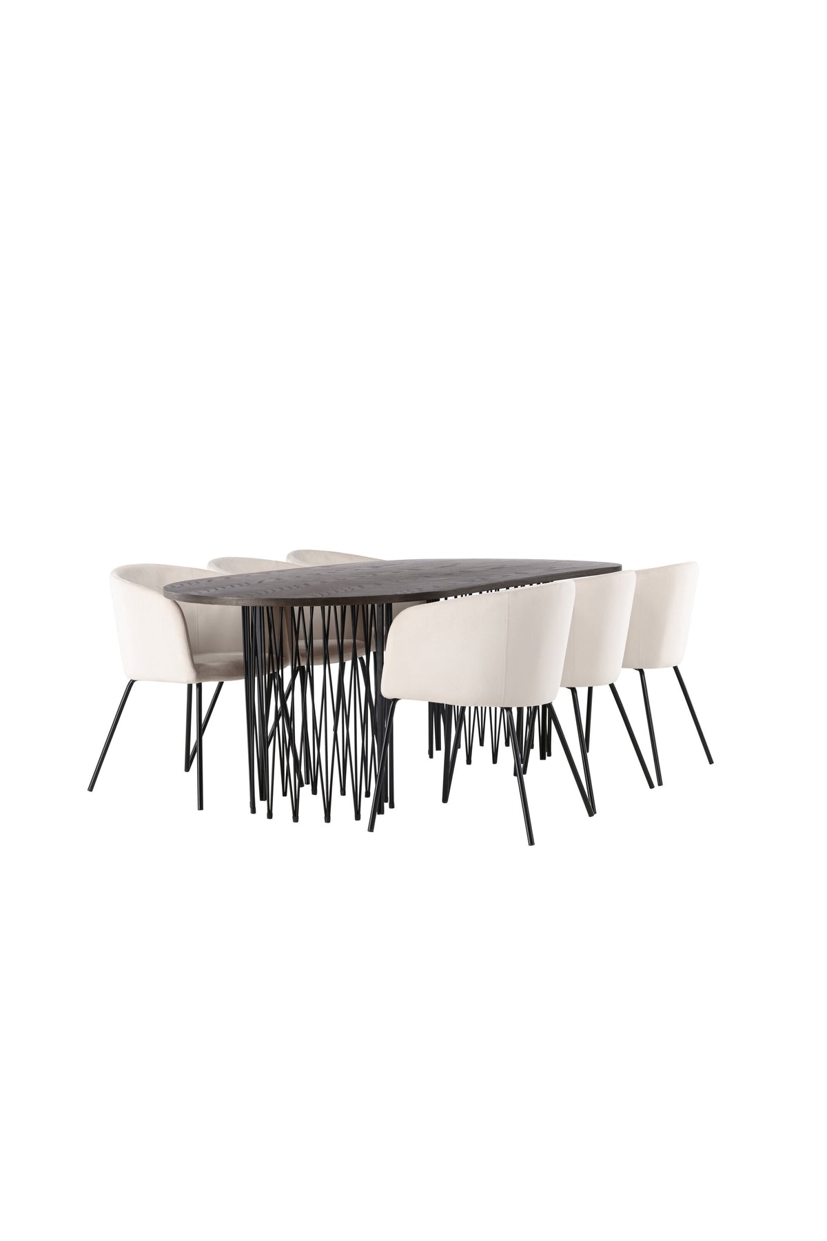 Stone Esszimmerset + Berit 220cm/6St. in Beige, Schwarz präsentiert im Onlineshop von KAQTU Design AG. Esszimmerset ist von Venture Home