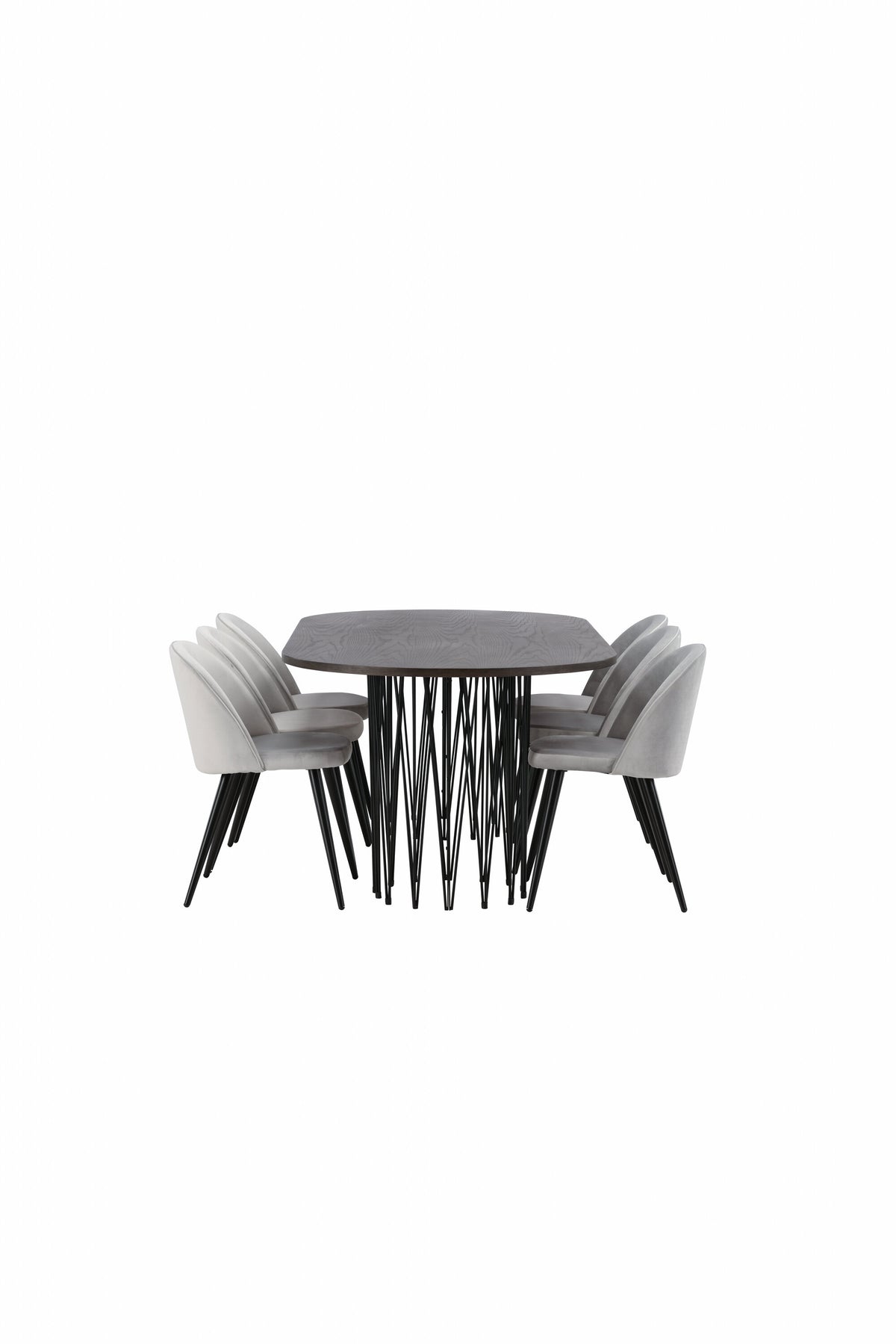 Stone Esszimmerset + Velvet 220cm/6St. in Schwarzgrau präsentiert im Onlineshop von KAQTU Design AG. Esszimmerset ist von Venture Home
