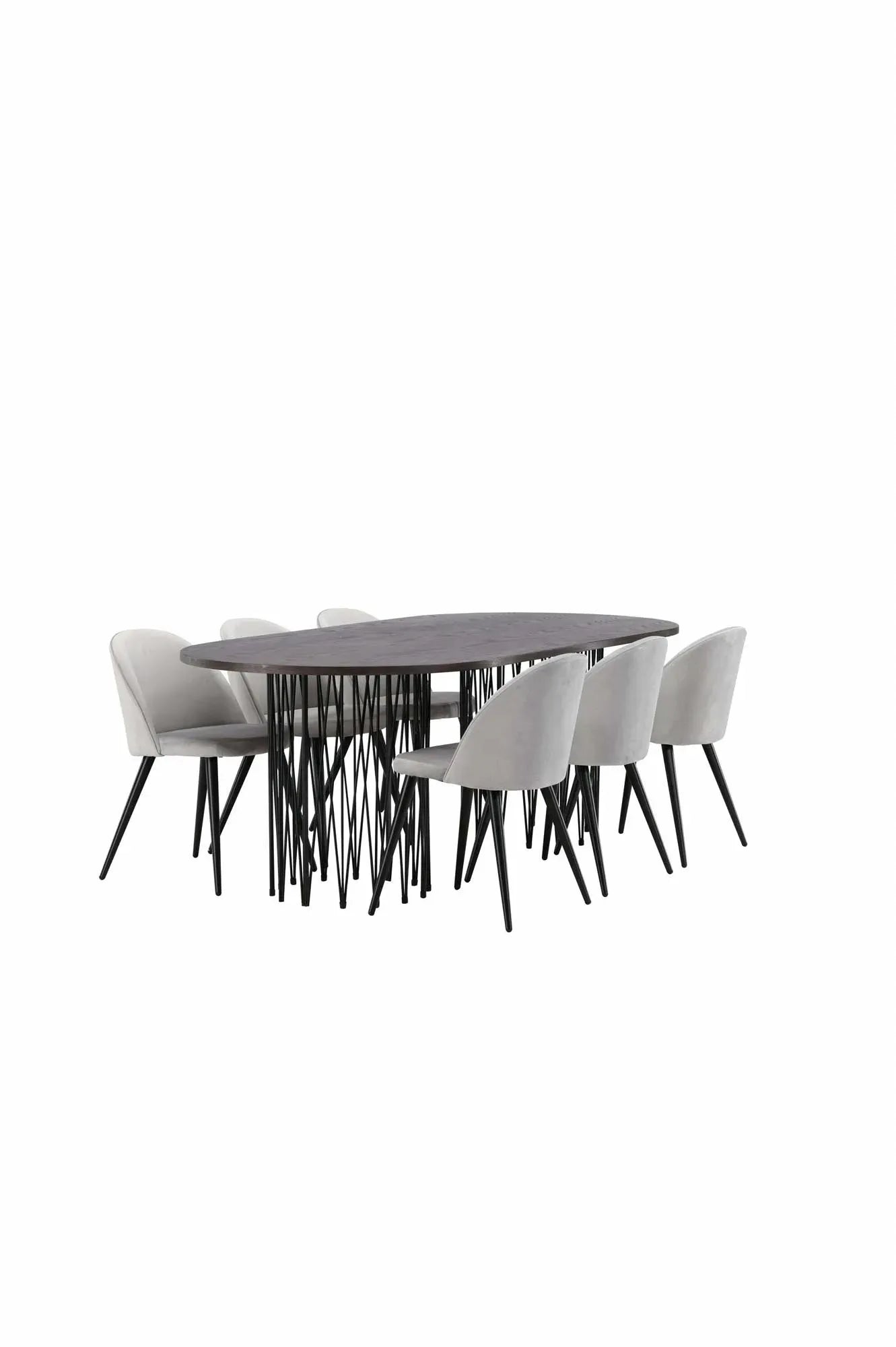 Luxuriöses Stone Esszimmerset 220cm mit 6 edlen Velvet Stühlen.