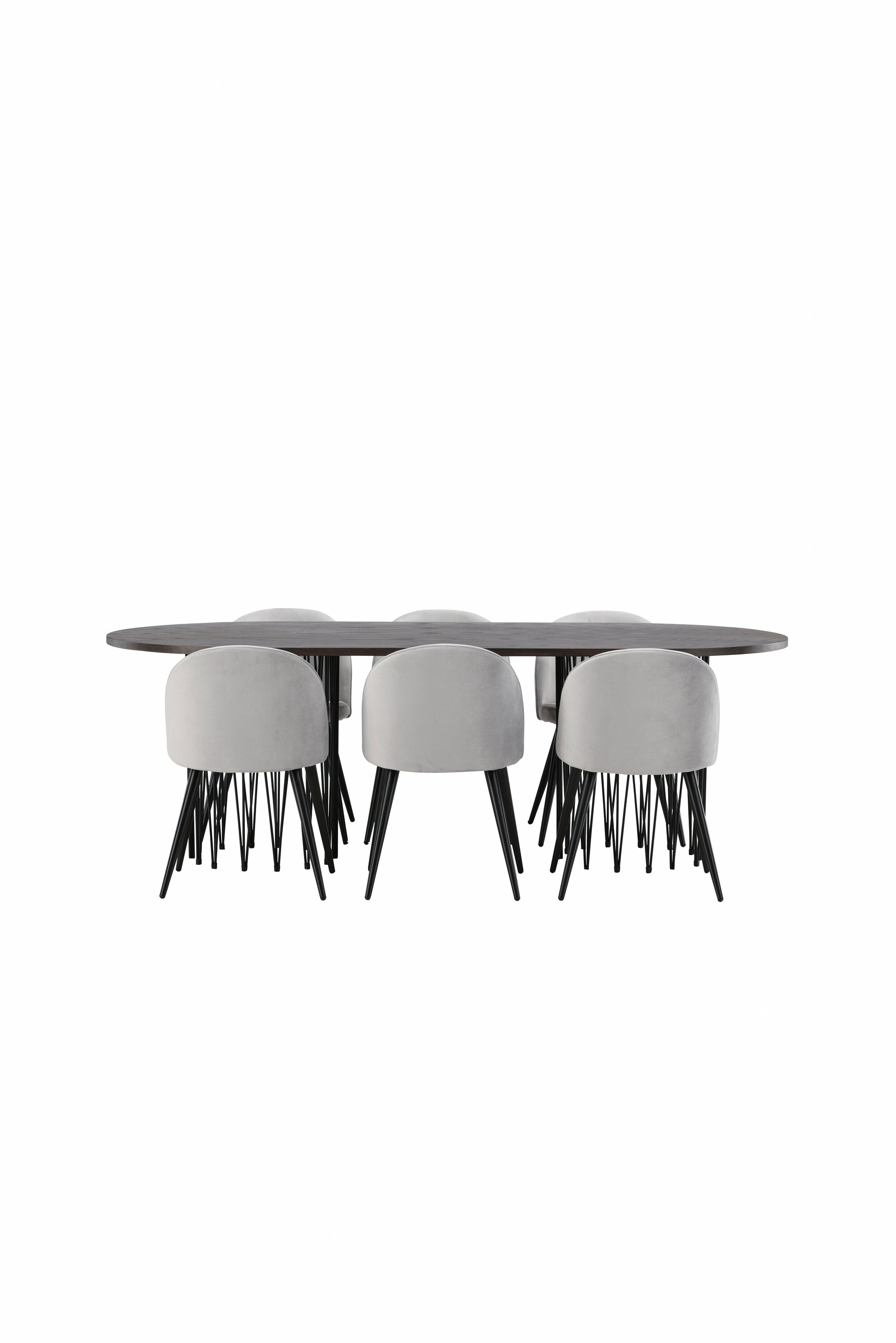Stone Esszimmerset + Velvet 220cm/6St. in Schwarzgrau präsentiert im Onlineshop von KAQTU Design AG. Esszimmerset ist von Venture Home