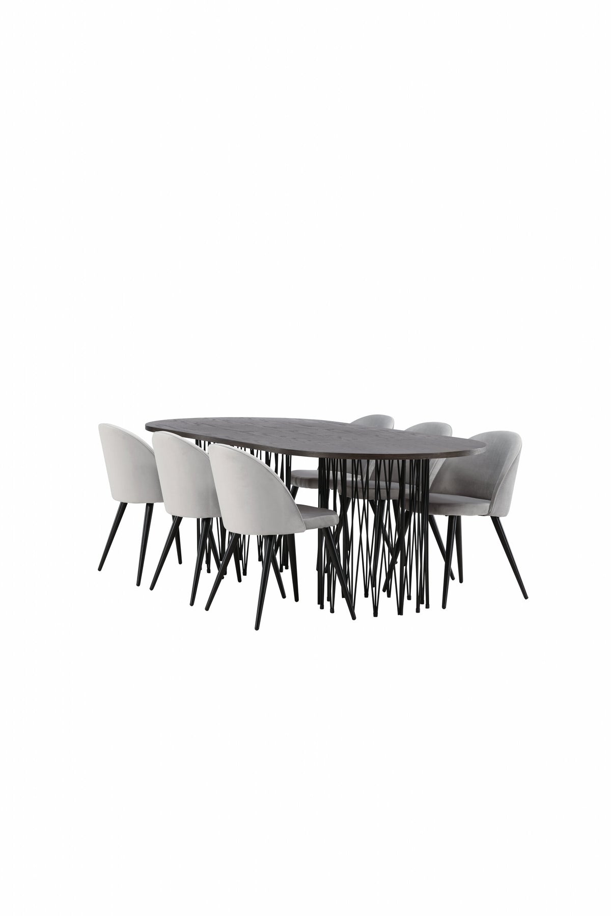 Stone Esszimmerset + Velvet 220cm/6St. in Schwarzgrau präsentiert im Onlineshop von KAQTU Design AG. Esszimmerset ist von Venture Home