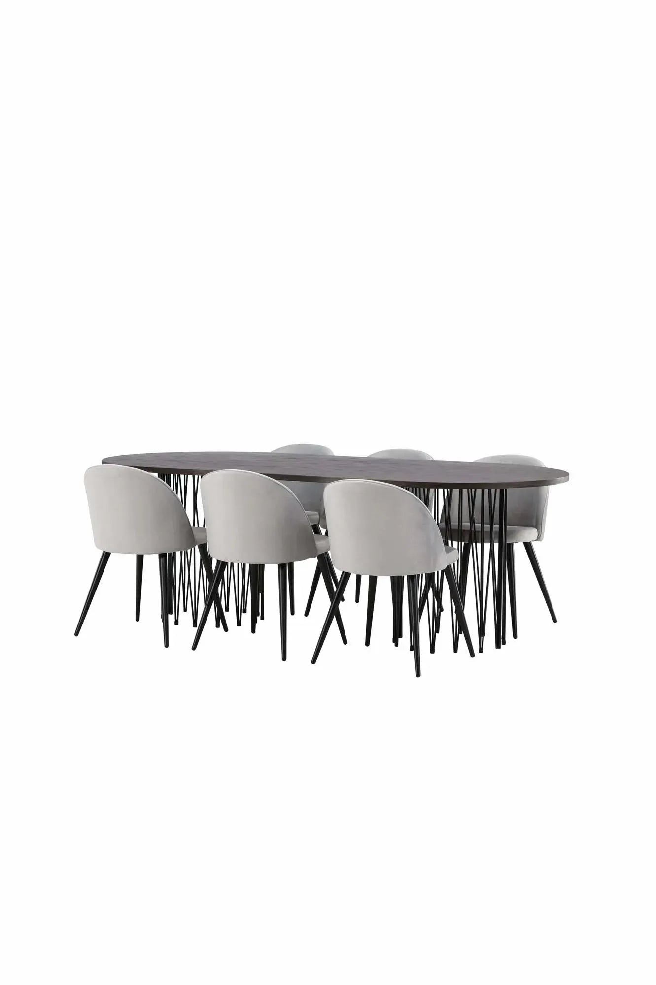 Modernes Stone Esszimmerset 220cm mit 6 komfortablen Velvet Stühlen.