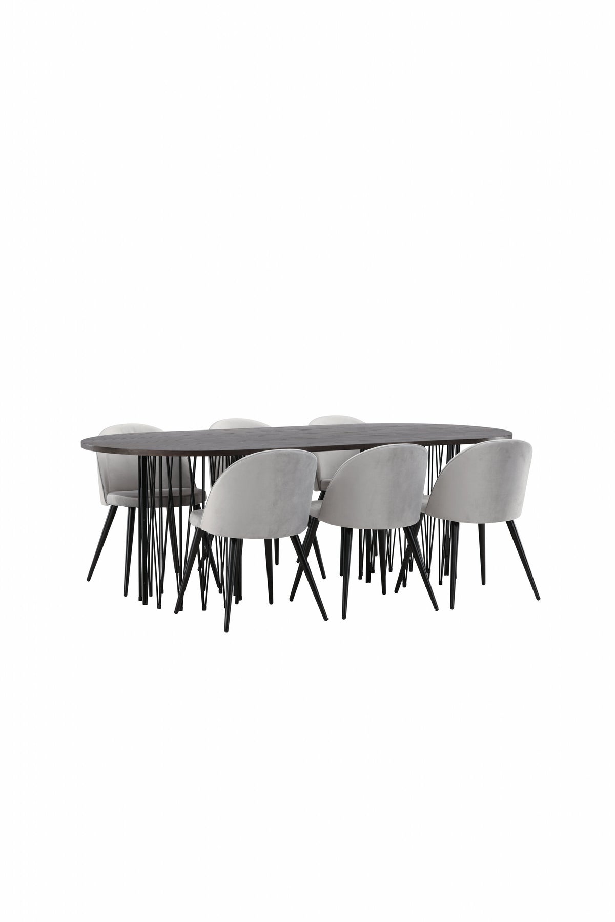 Stone Esszimmerset + Velvet 220cm/6St. in Schwarzgrau präsentiert im Onlineshop von KAQTU Design AG. Esszimmerset ist von Venture Home