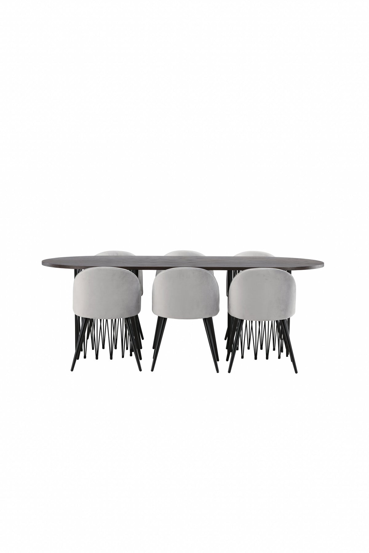 Stone Esszimmerset + Velvet 220cm/6St. in Schwarzgrau präsentiert im Onlineshop von KAQTU Design AG. Esszimmerset ist von Venture Home