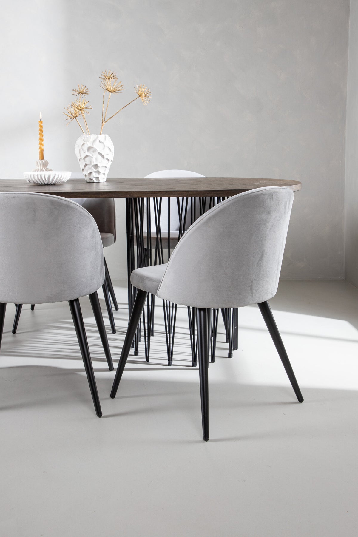 Stone Esszimmerset + Velvet 220cm/6St. in Schwarzgrau präsentiert im Onlineshop von KAQTU Design AG. Esszimmerset ist von Venture Home