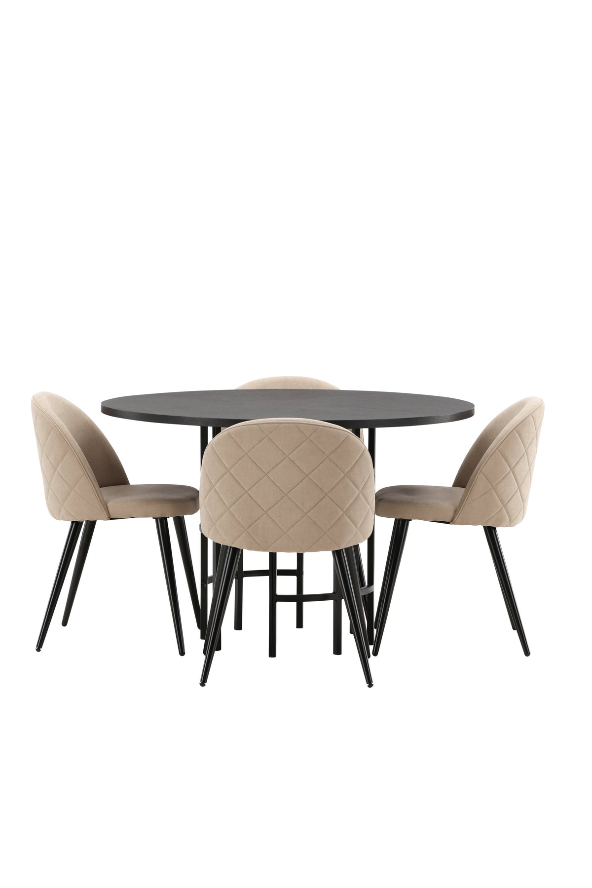 Esszimmerset Copenhagen + Velvet ⌀115cm/4St. in Beige / Schwarz präsentiert im Onlineshop von KAQTU Design AG. Esszimmerset ist von Venture Home