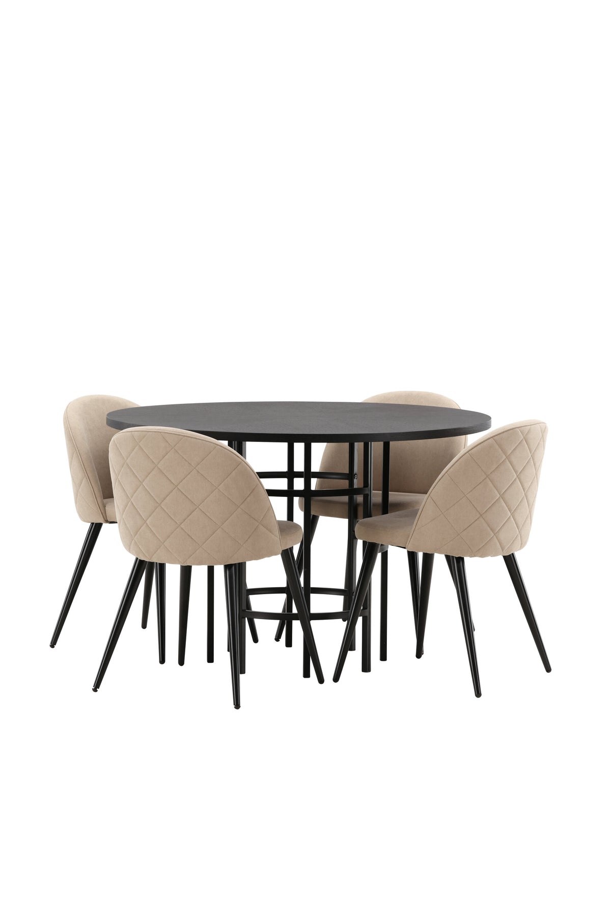 Esszimmerset Copenhagen + Velvet ⌀115cm/4St. in Beige / Schwarz präsentiert im Onlineshop von KAQTU Design AG. Esszimmerset ist von Venture Home