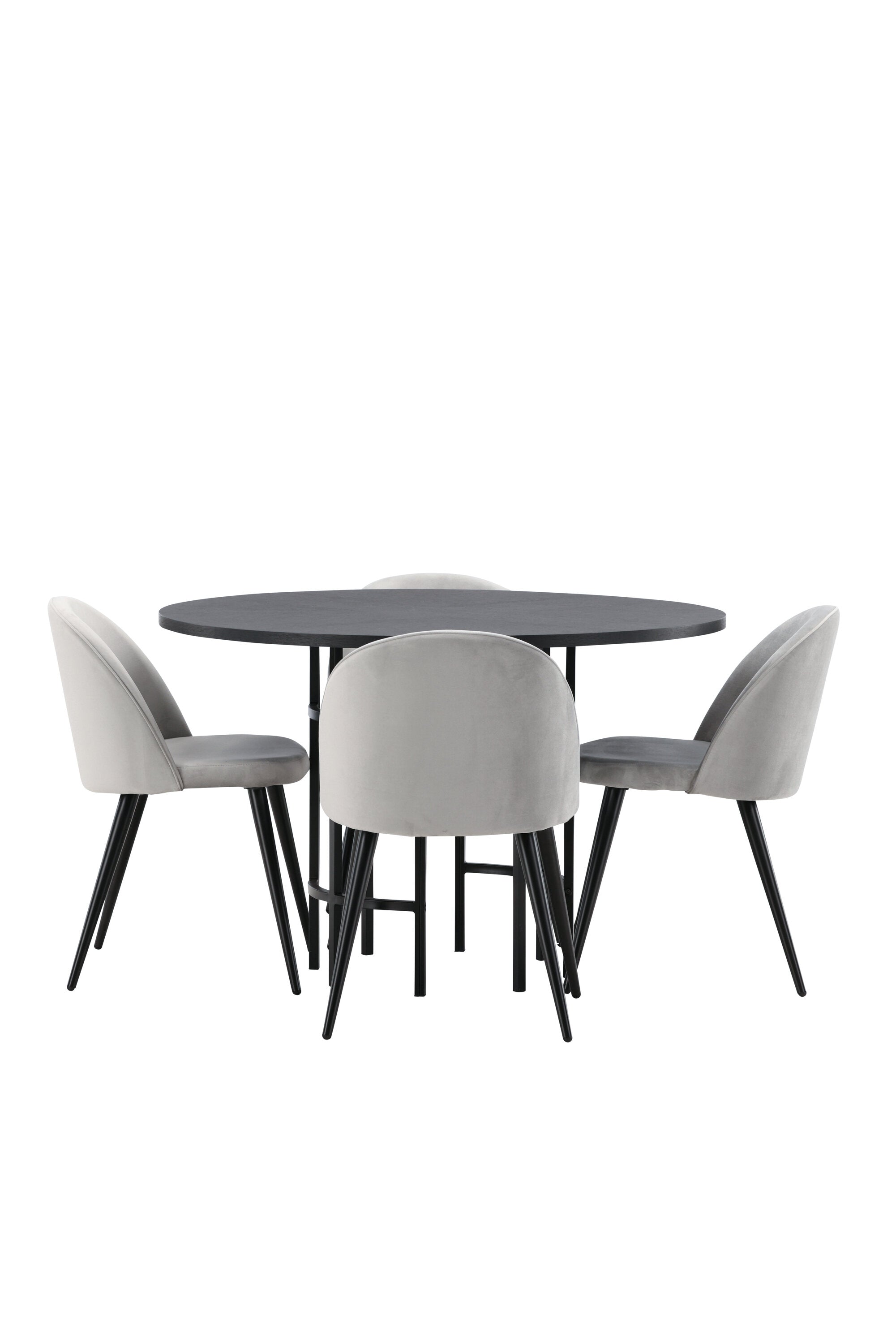 Esszimmerset Copenhagen + Velvet ⌀115cm/4St. in Schwarzgrau präsentiert im Onlineshop von KAQTU Design AG. Esszimmerset ist von Venture Home