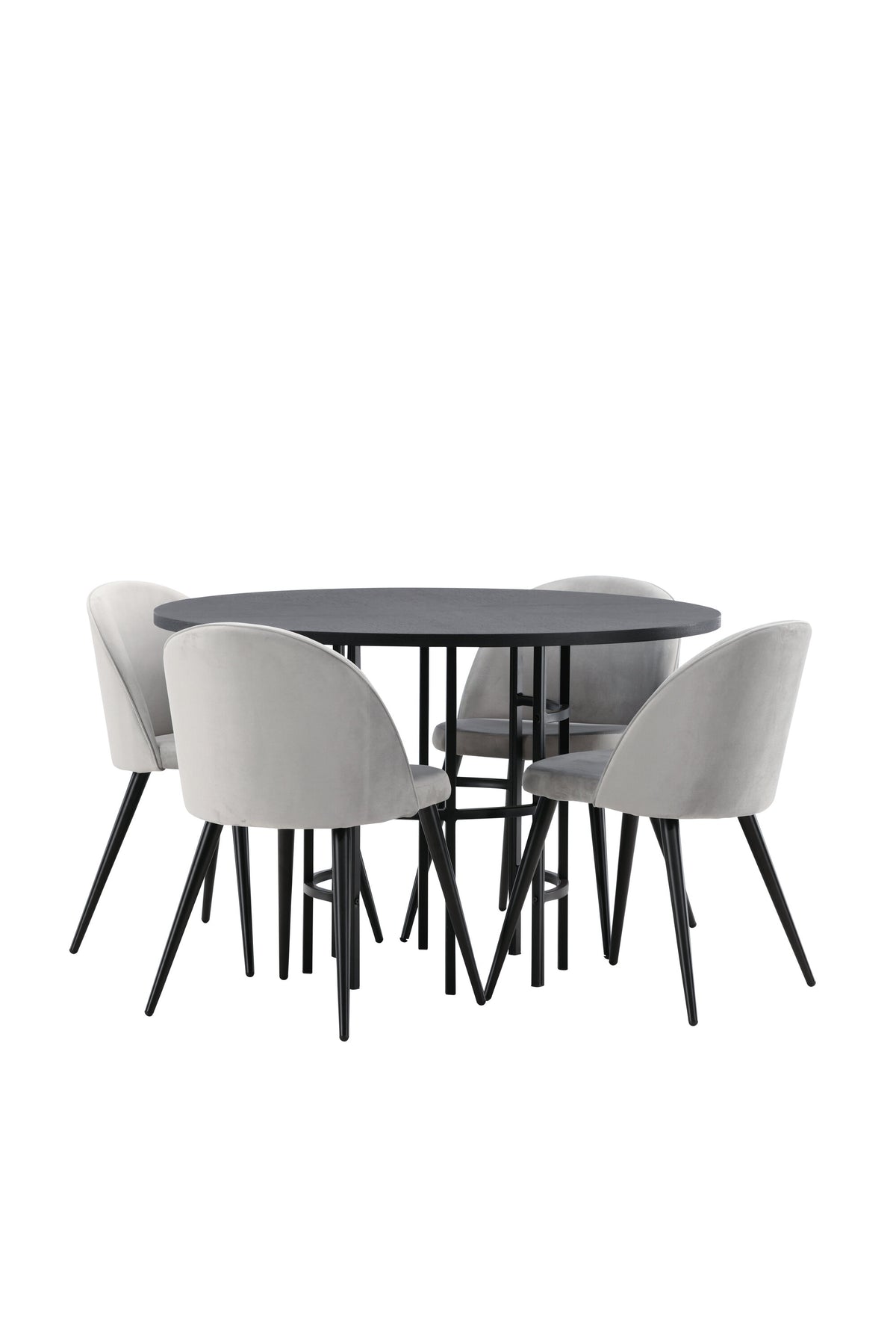 Esszimmerset Copenhagen + Velvet ⌀115cm/4St. in Schwarzgrau präsentiert im Onlineshop von KAQTU Design AG. Esszimmerset ist von Venture Home