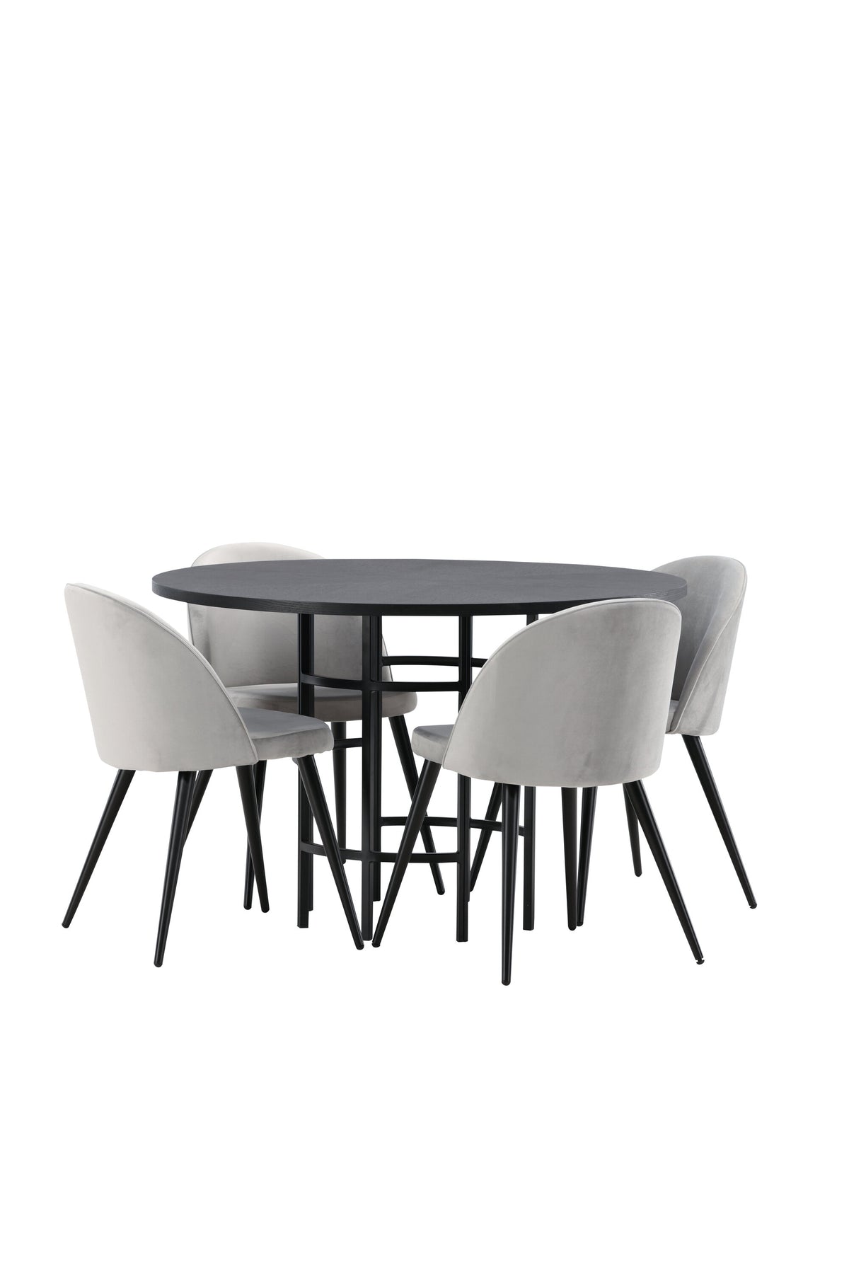 Esszimmerset Copenhagen + Velvet ⌀115cm/4St. in Schwarzgrau präsentiert im Onlineshop von KAQTU Design AG. Esszimmerset ist von Venture Home