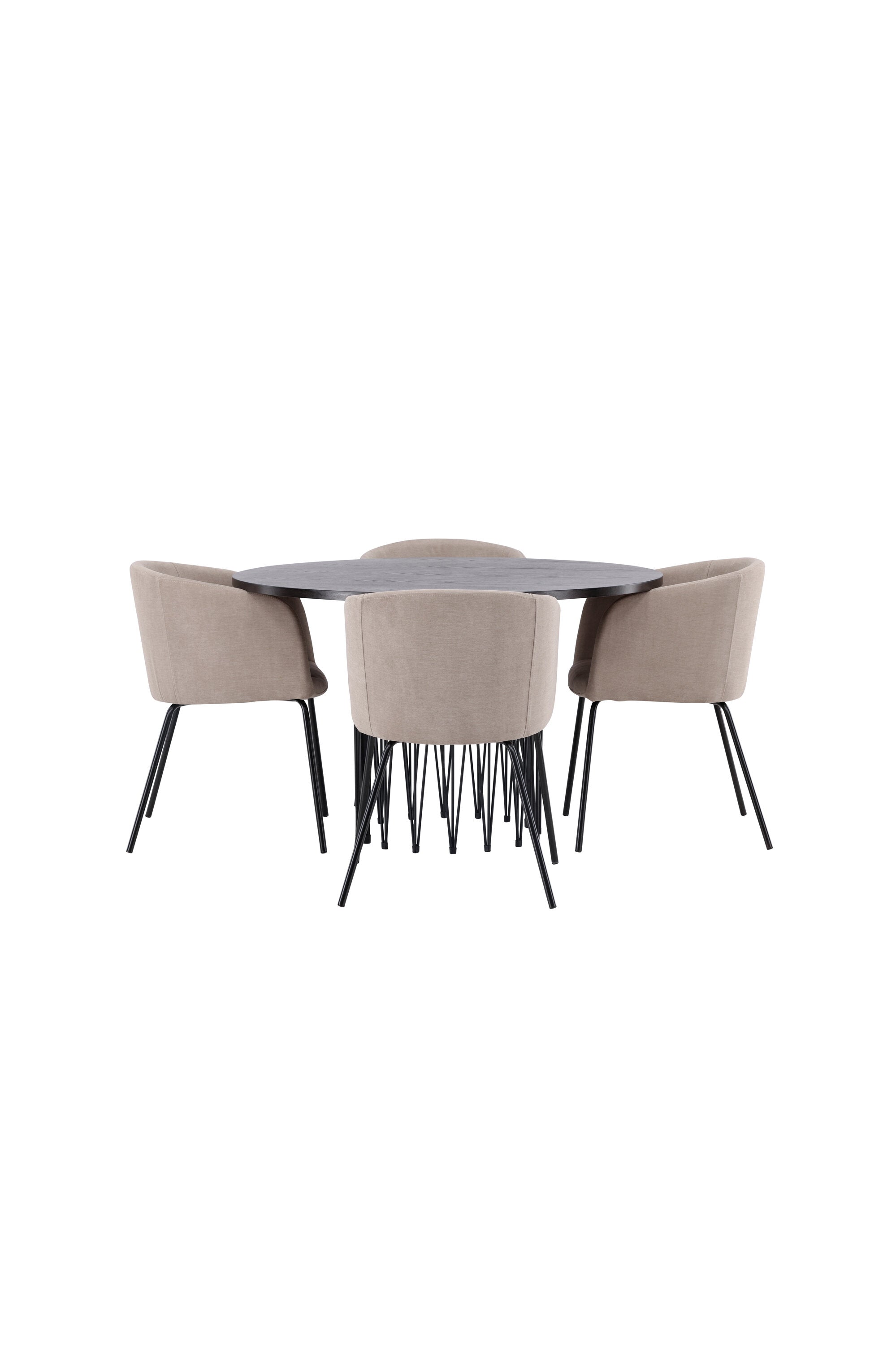 Stone Esszimmerset + Berit ⌀120cm/4St. in Beige, Schwarz präsentiert im Onlineshop von KAQTU Design AG. Esszimmerset ist von Venture Home