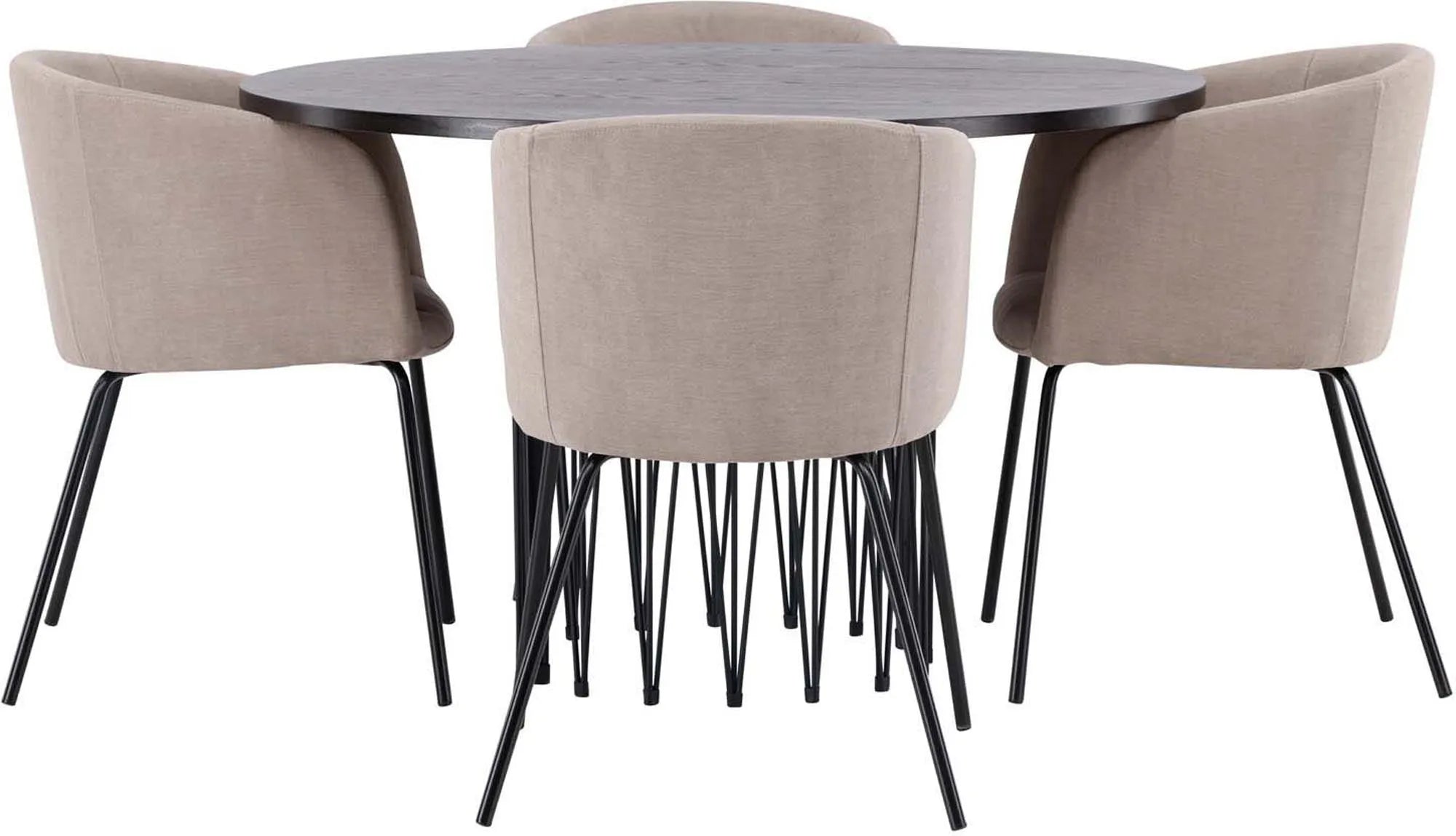 Stilvolles Stone Esszimmerset mit 4 Berit Stühlen, 120cm Tisch.