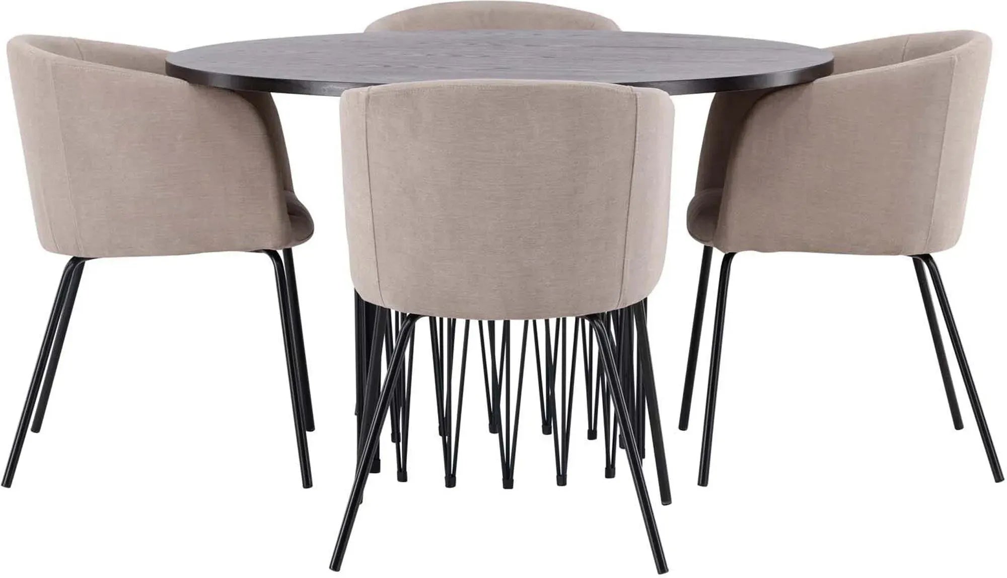 Stilvolles Stone Esszimmerset mit 4 Berit Stühlen, 120cm Tisch.
