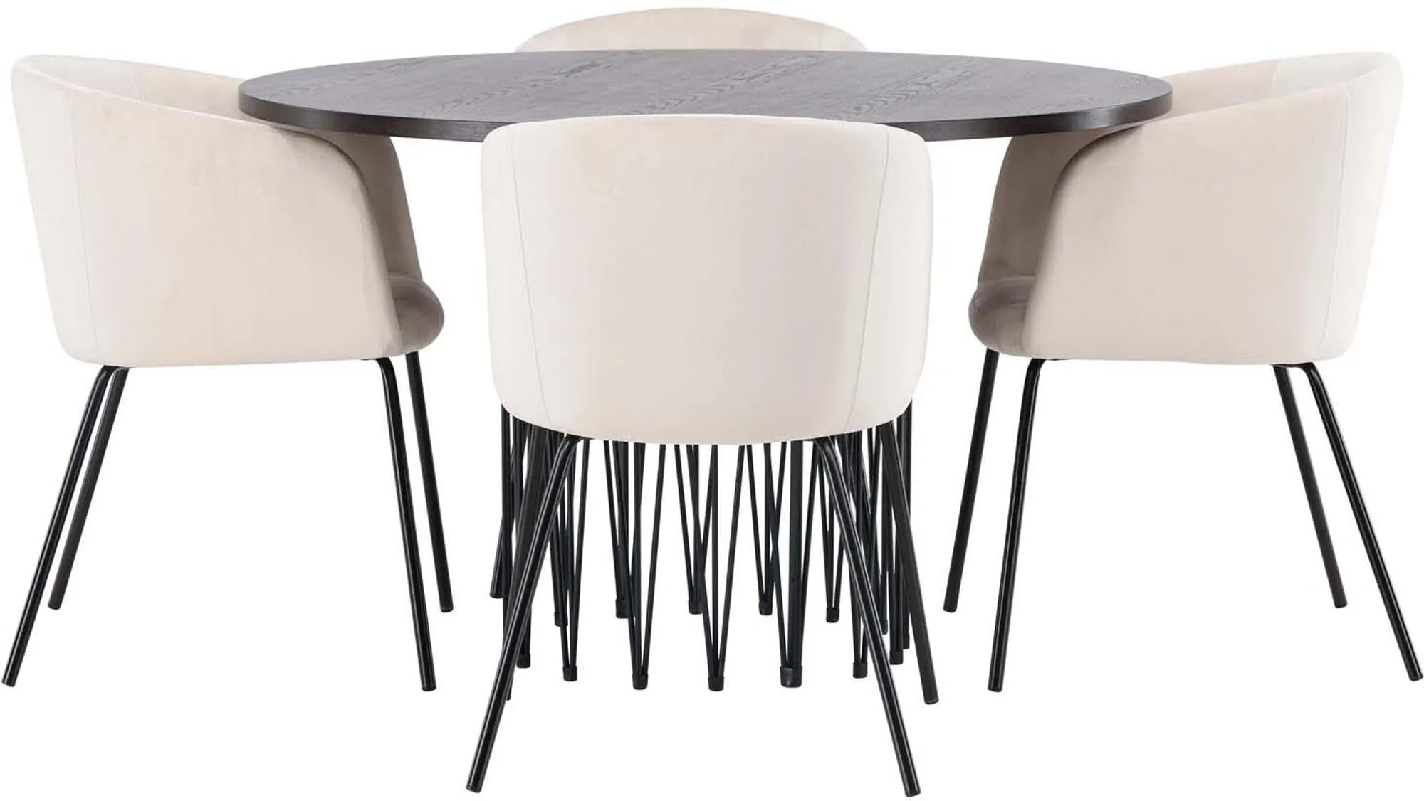 Modernes Stone Esszimmerset mit 4 Berit Stühlen, Tisch 120cm.