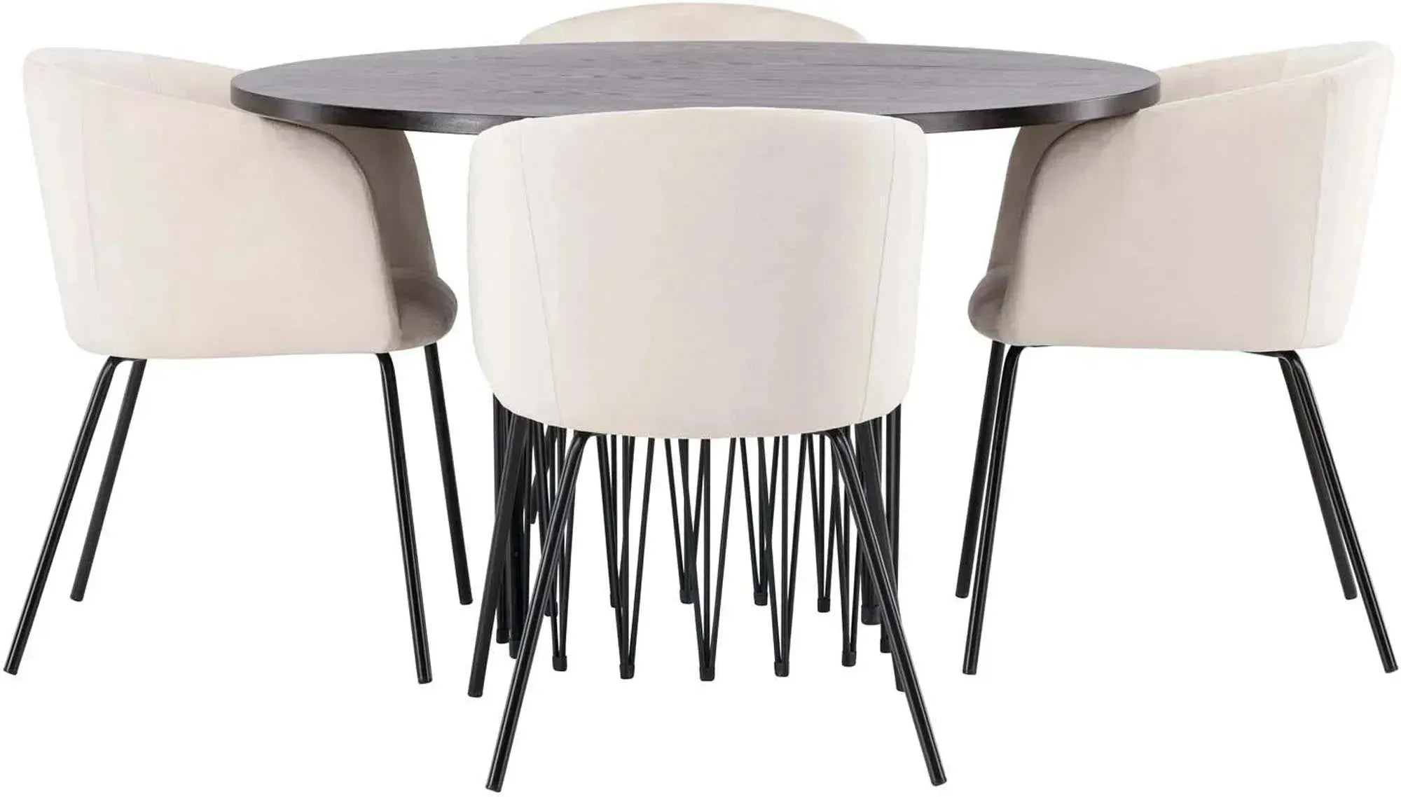 Modernes Stone Esszimmerset mit 4 Berit Stühlen, Tisch Ø120cm.