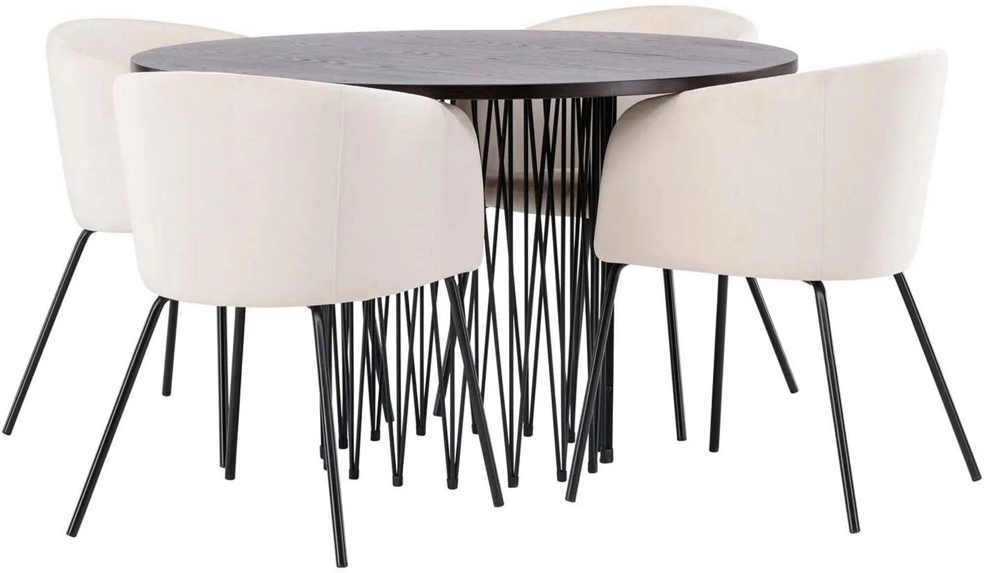 Elegantes Stone Esszimmerset mit 4 Berit Stühlen, Tisch 120cm.