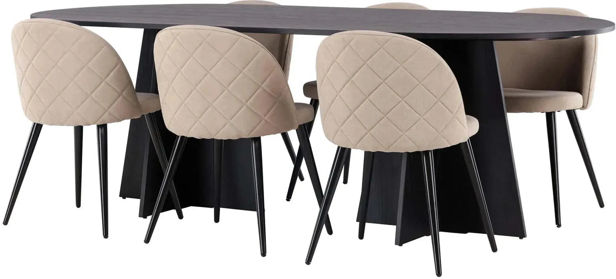 Elegantes Esszimmerset: 230cm Tisch & 6 Stühle aus Samt von Venture Home.