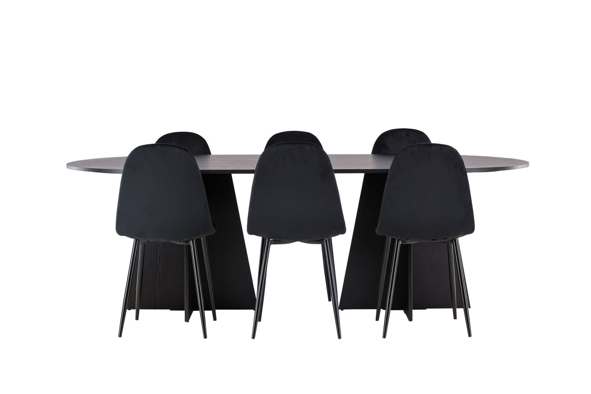 Bootcut Esszimmerset + Polar 230cm/6St. in Schwarz präsentiert im Onlineshop von KAQTU Design AG. Esszimmerset ist von Venture Home